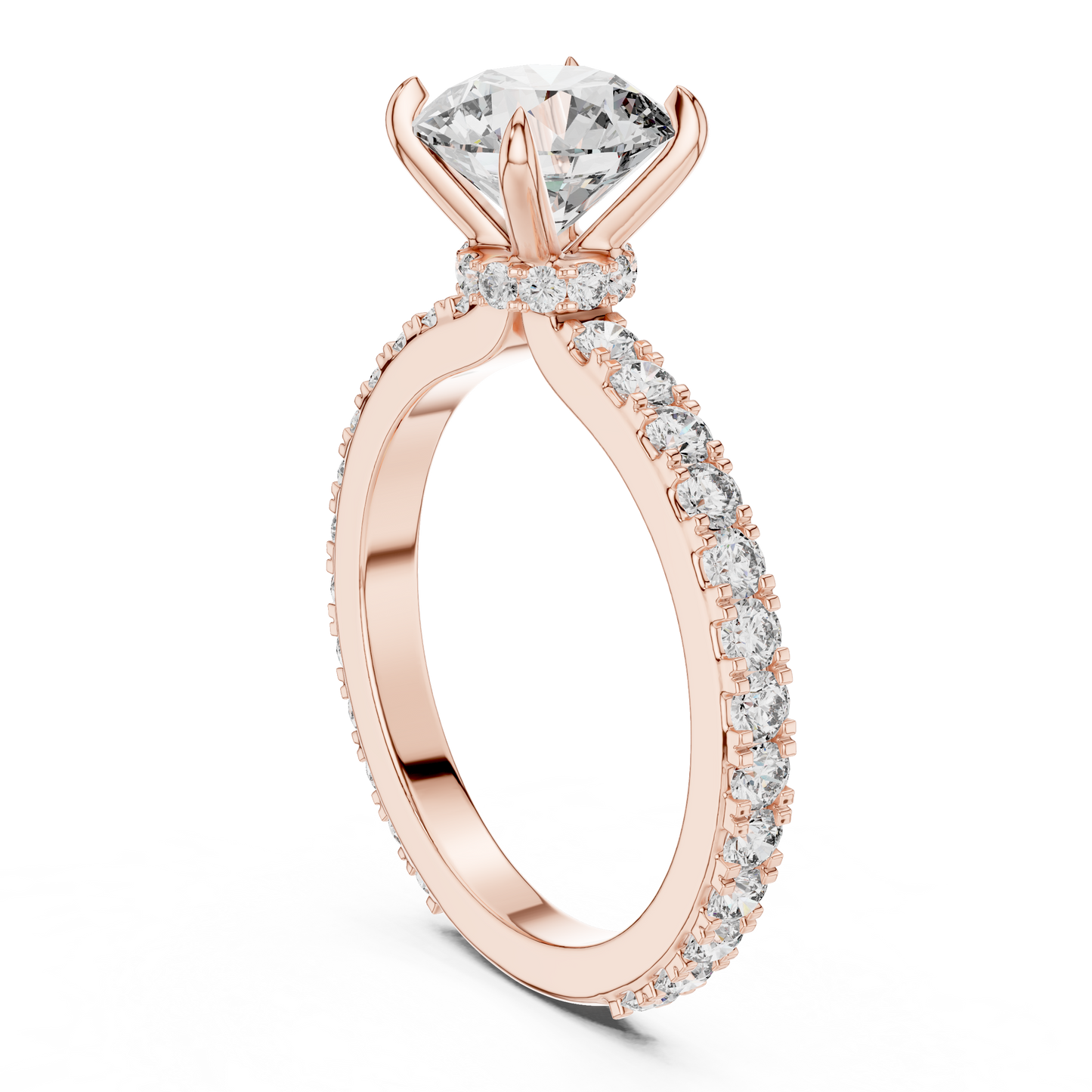 2 Carat to 8 Carat Diavont Round Diamond Ring with sidestones