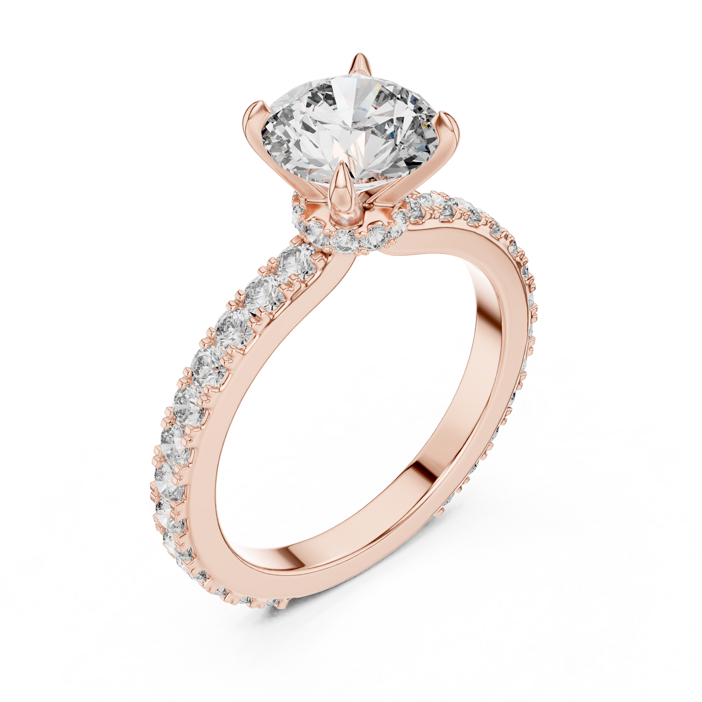 2 Carat to 8 Carat Diavont Round Diamond Ring with sidestones