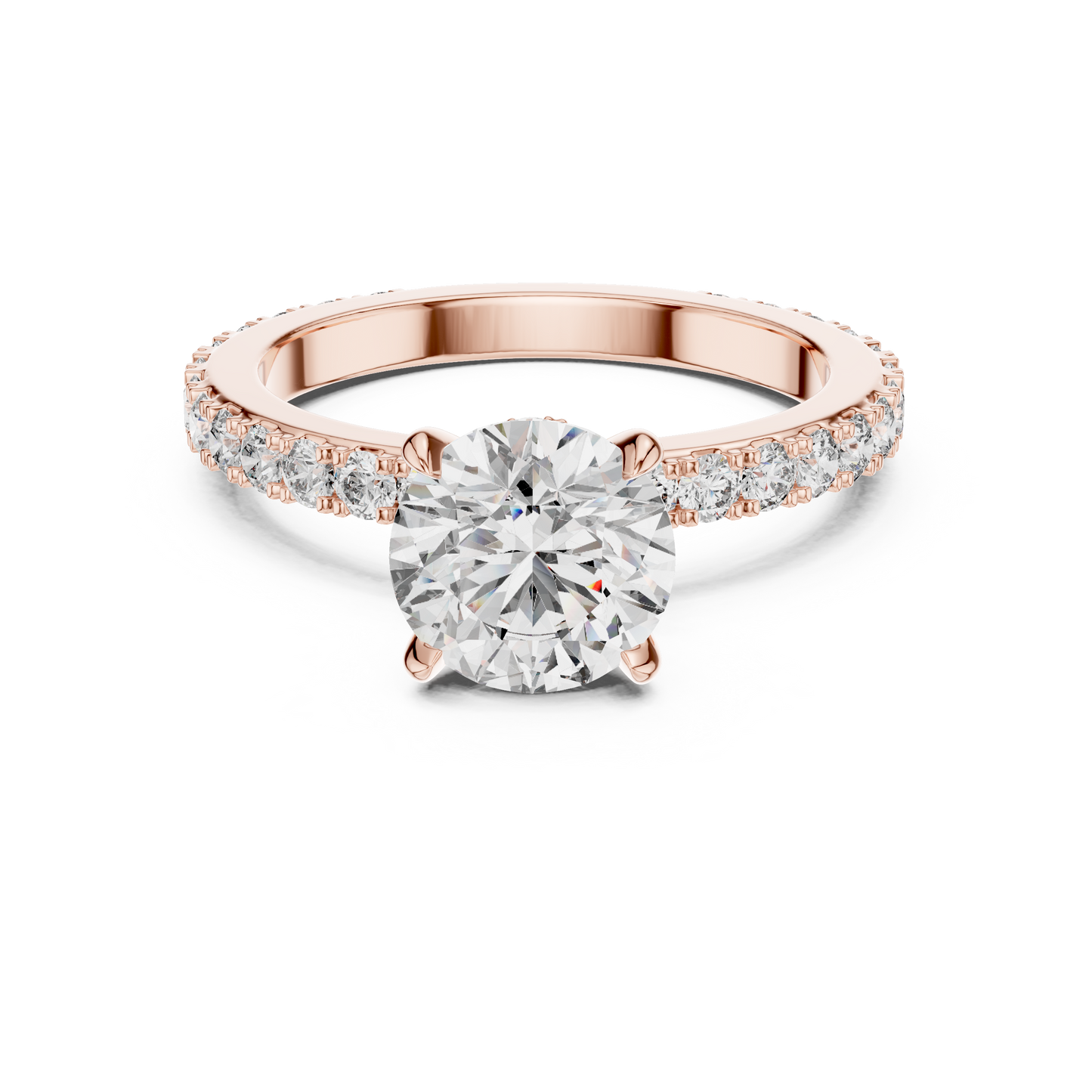 2 Carat to 8 Carat Diavont Round Diamond Ring with sidestones