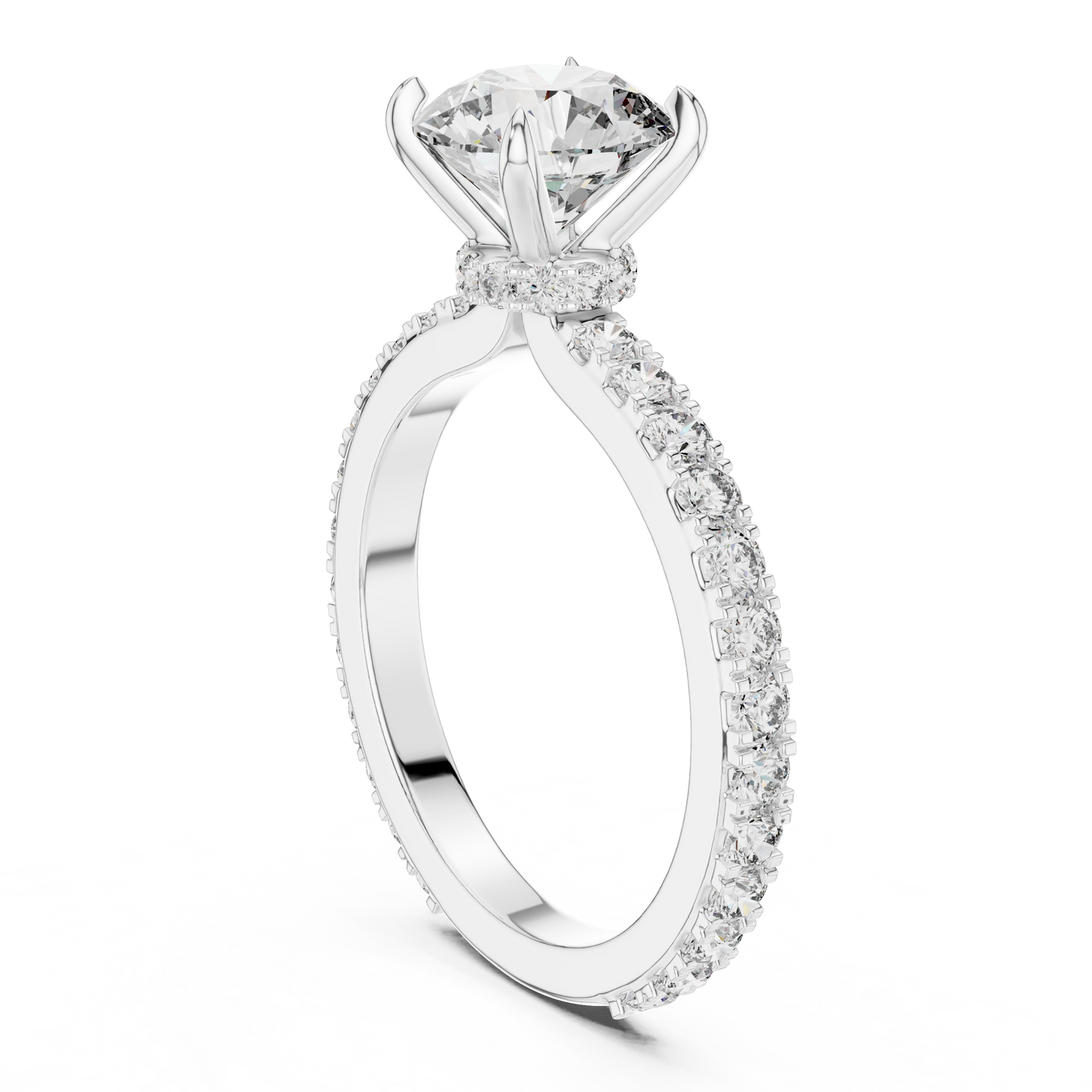 2 Carat to 8 Carat Diavont Round Diamond Ring with sidestones
