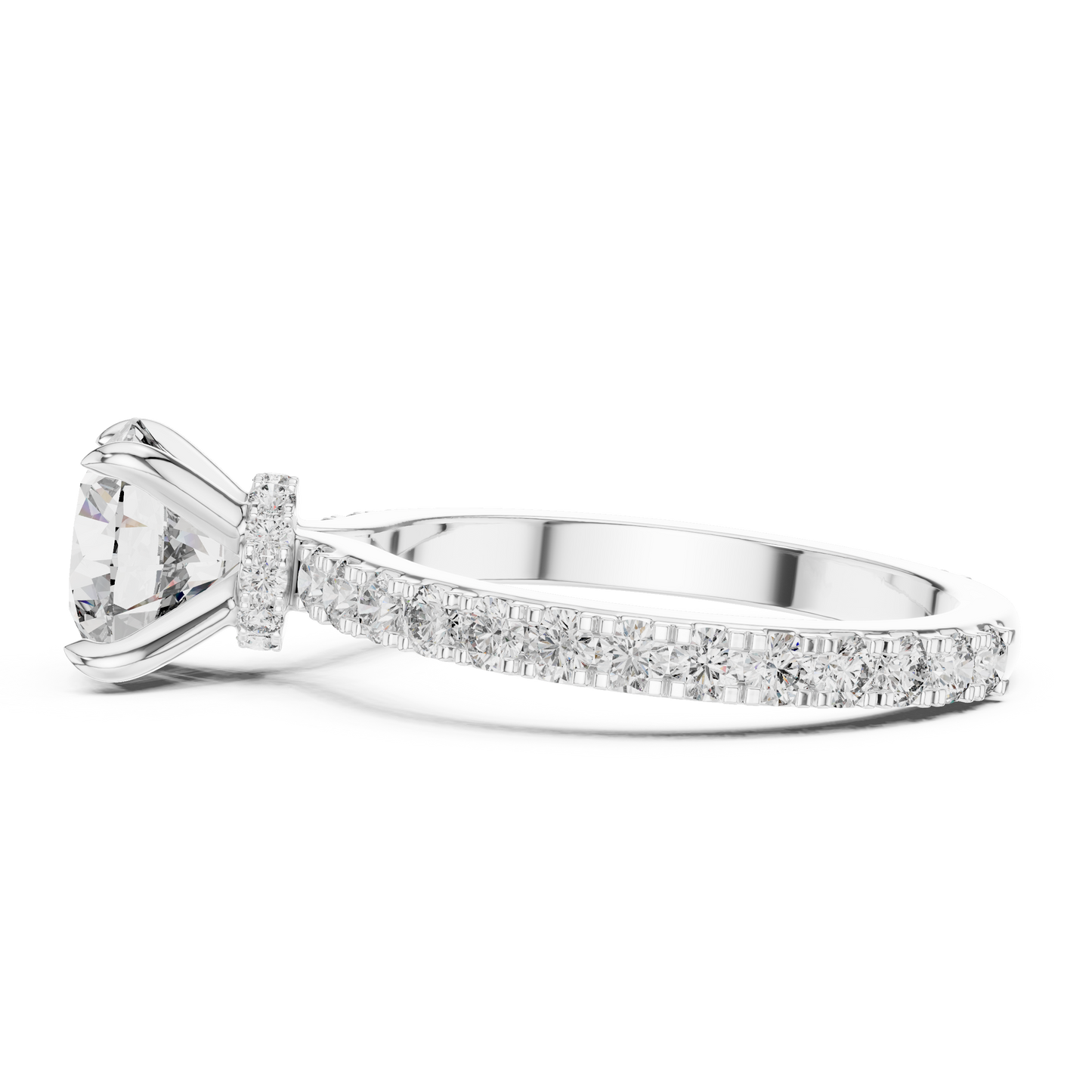 2 Carat to 8 Carat Diavont Round Diamond Ring with sidestones