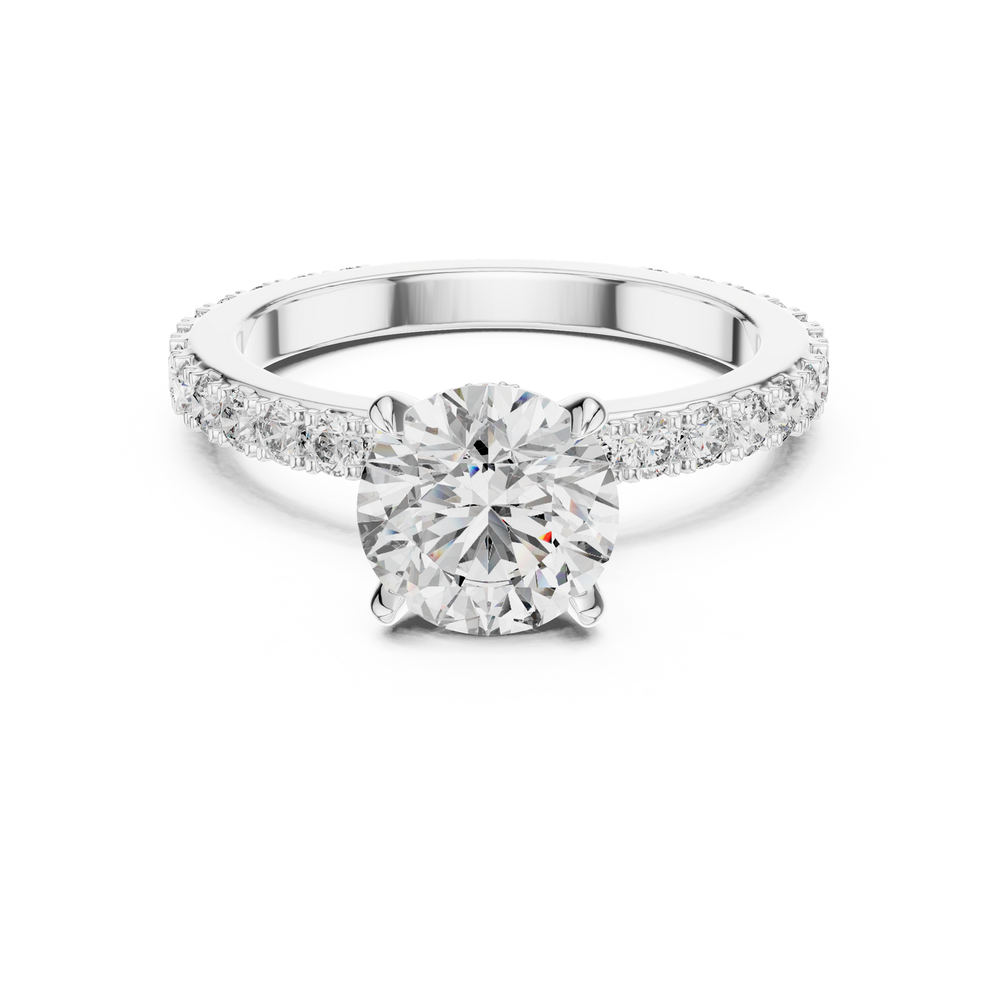 2 Carat to 8 Carat Diavont Round Diamond Ring with sidestones