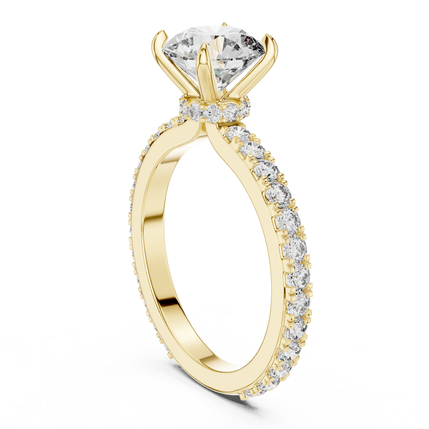 2 Carat to 8 Carat Diavont Round Diamond Ring with sidestones