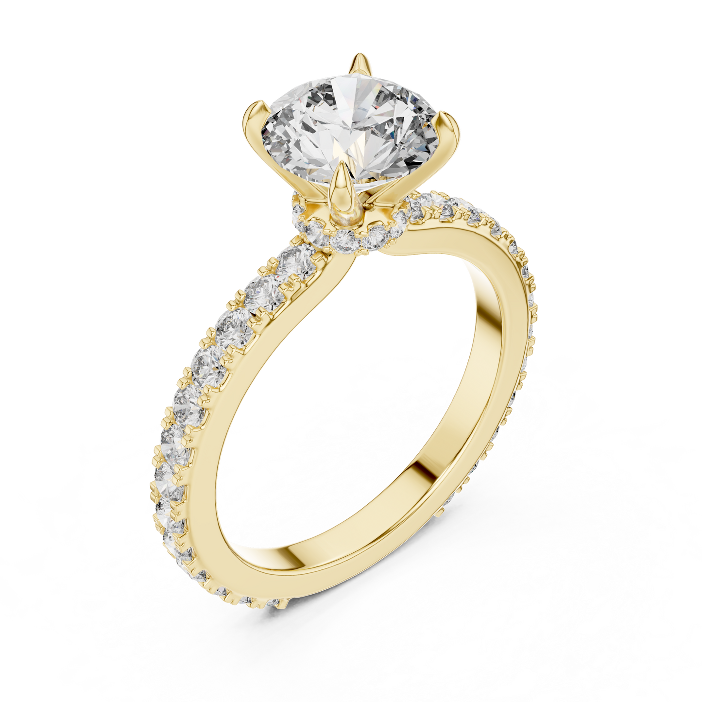 2 Carat to 8 Carat Diavont Round Diamond Ring with sidestones