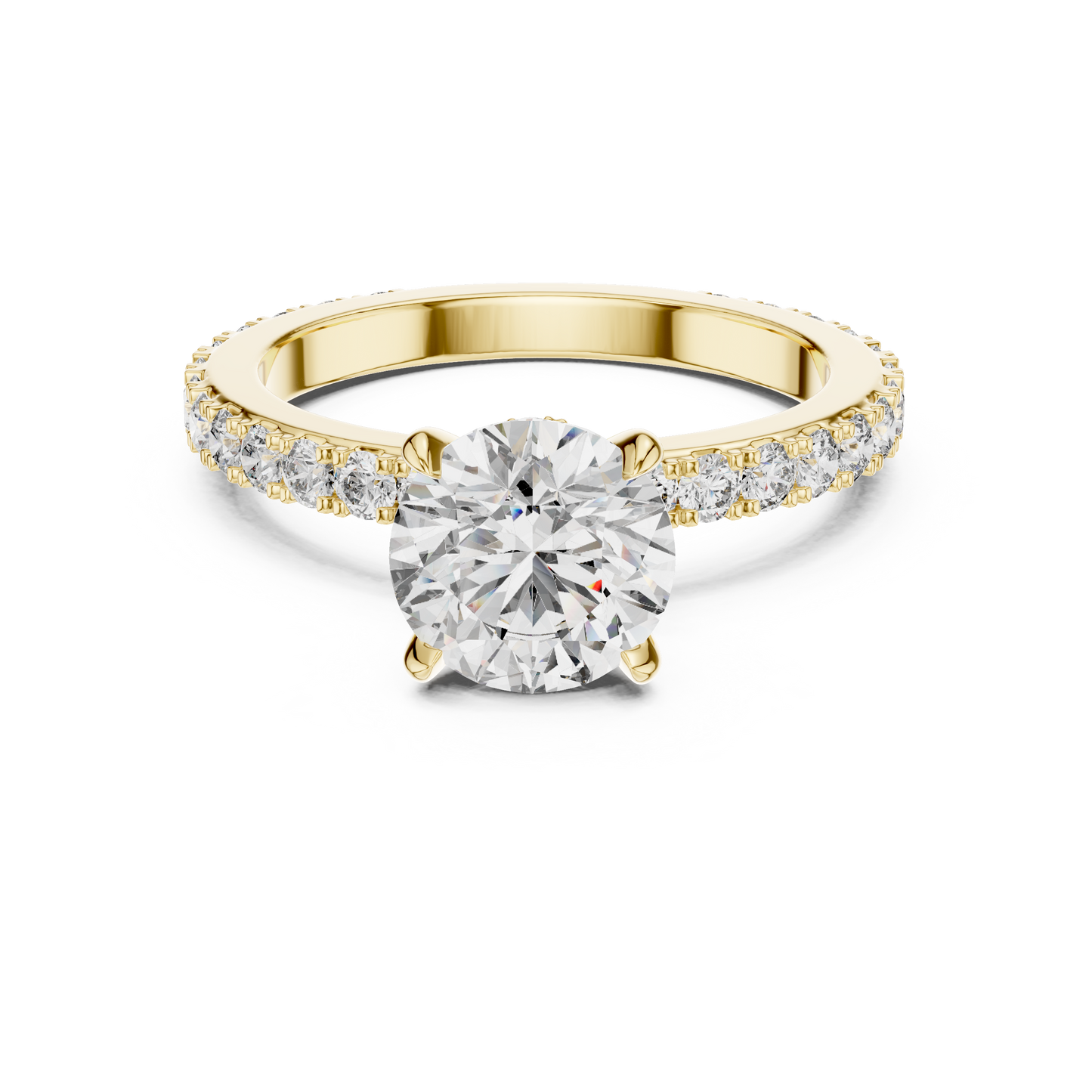 2 Carat to 8 Carat Diavont Round Diamond Ring with sidestones