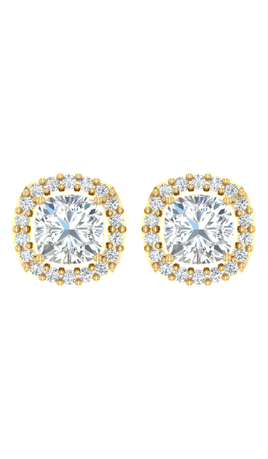 2 Carat Cushion Halo Diamond Earring Stud