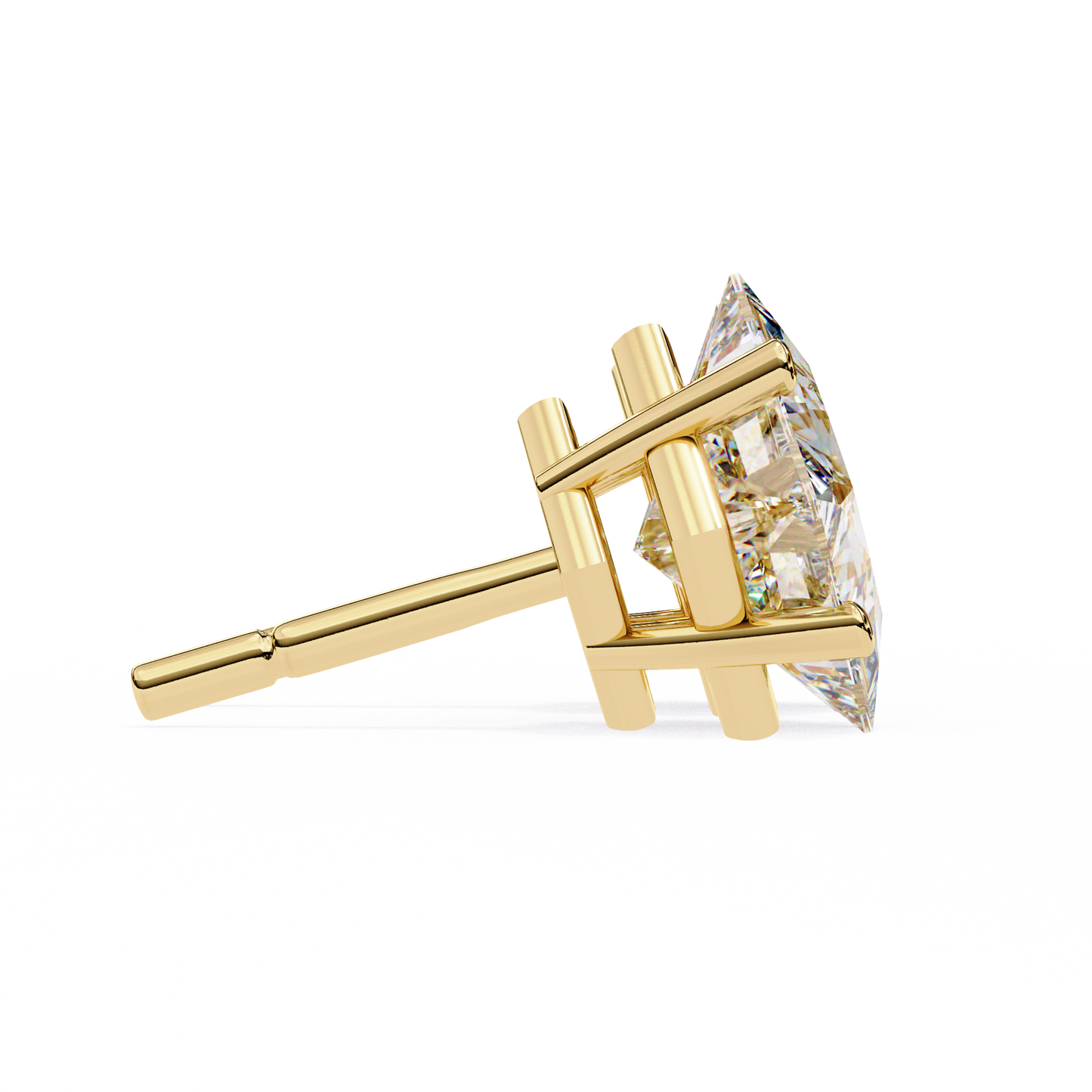 2 Carat Diamond Princess Cut Solitaire Stud Earrings