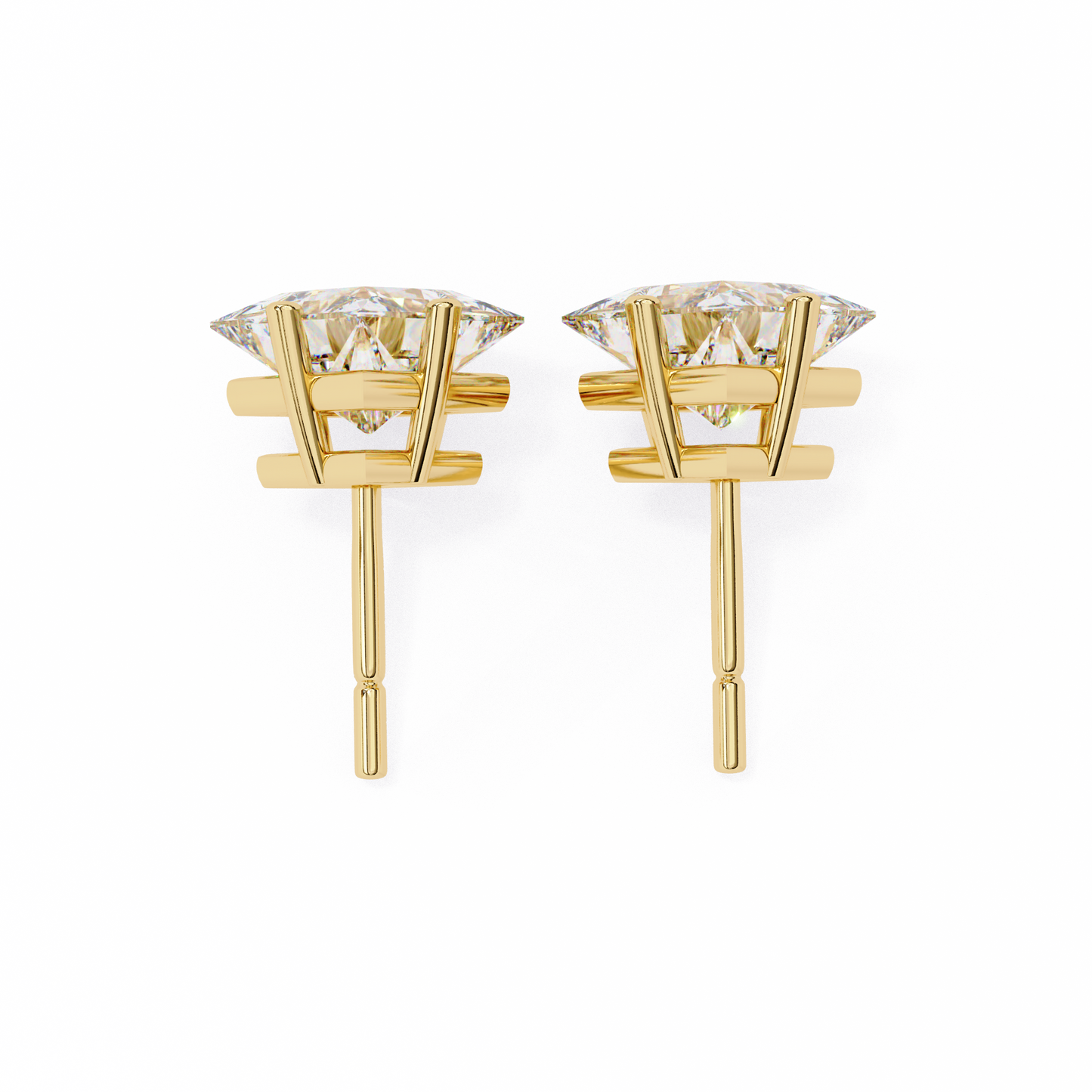 2 Carat Diamond Princess Cut Solitaire Stud Earrings