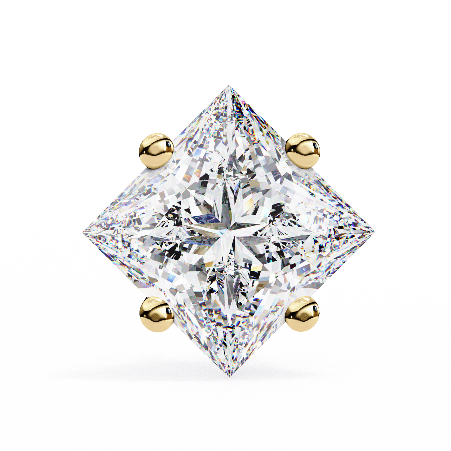 2 Carat Diamond Princess Cut Solitaire Stud Earrings