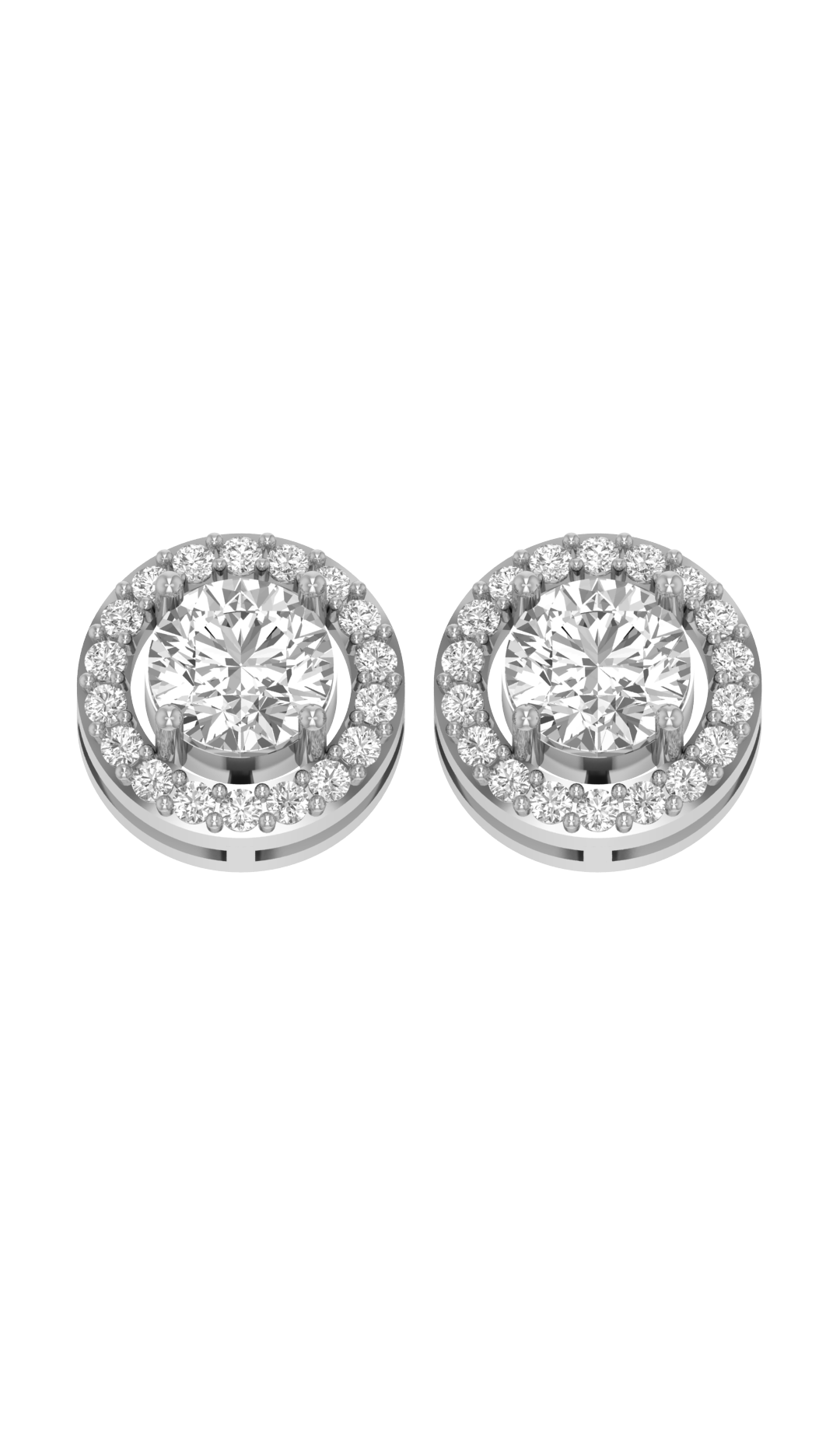 2ct to 8ct Round Halo Diamond Stud Earrings in 10k Gold