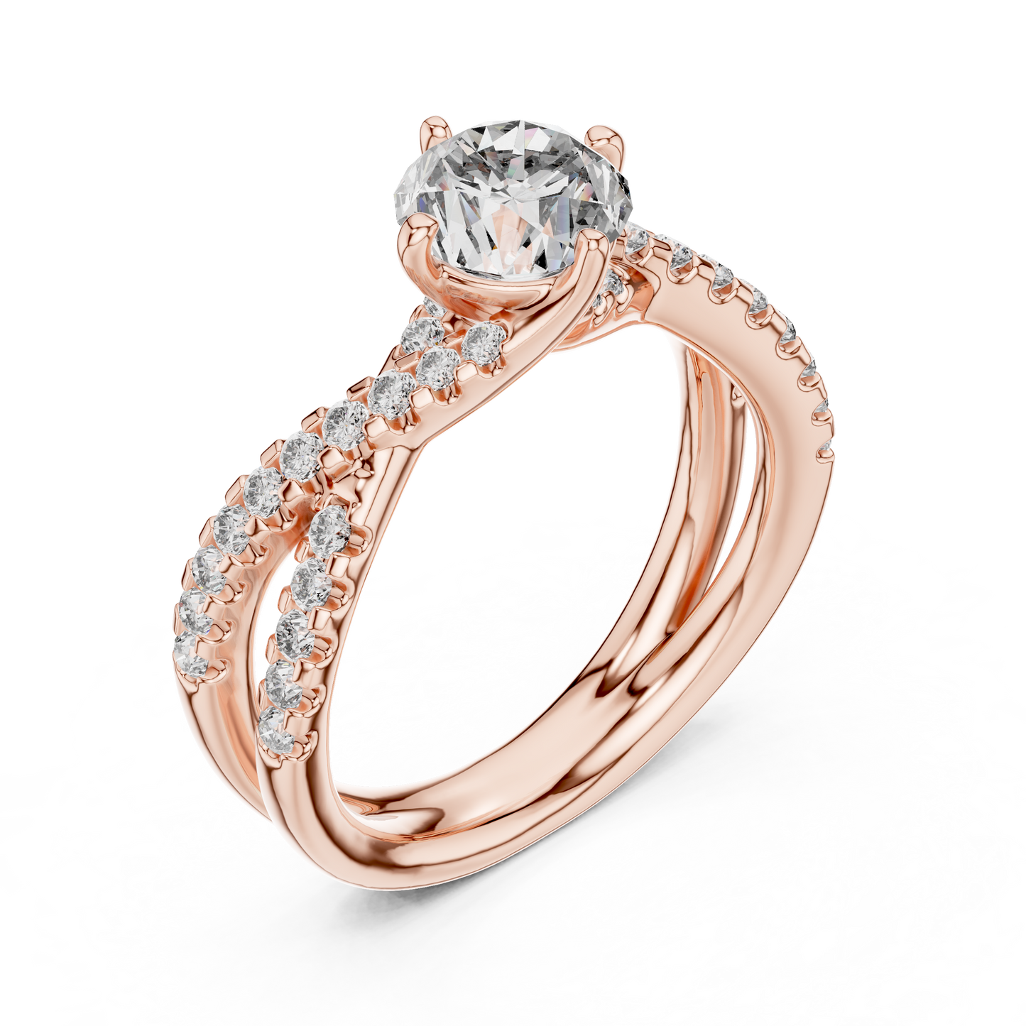 2 Carat Crossover Ring with Side Stones