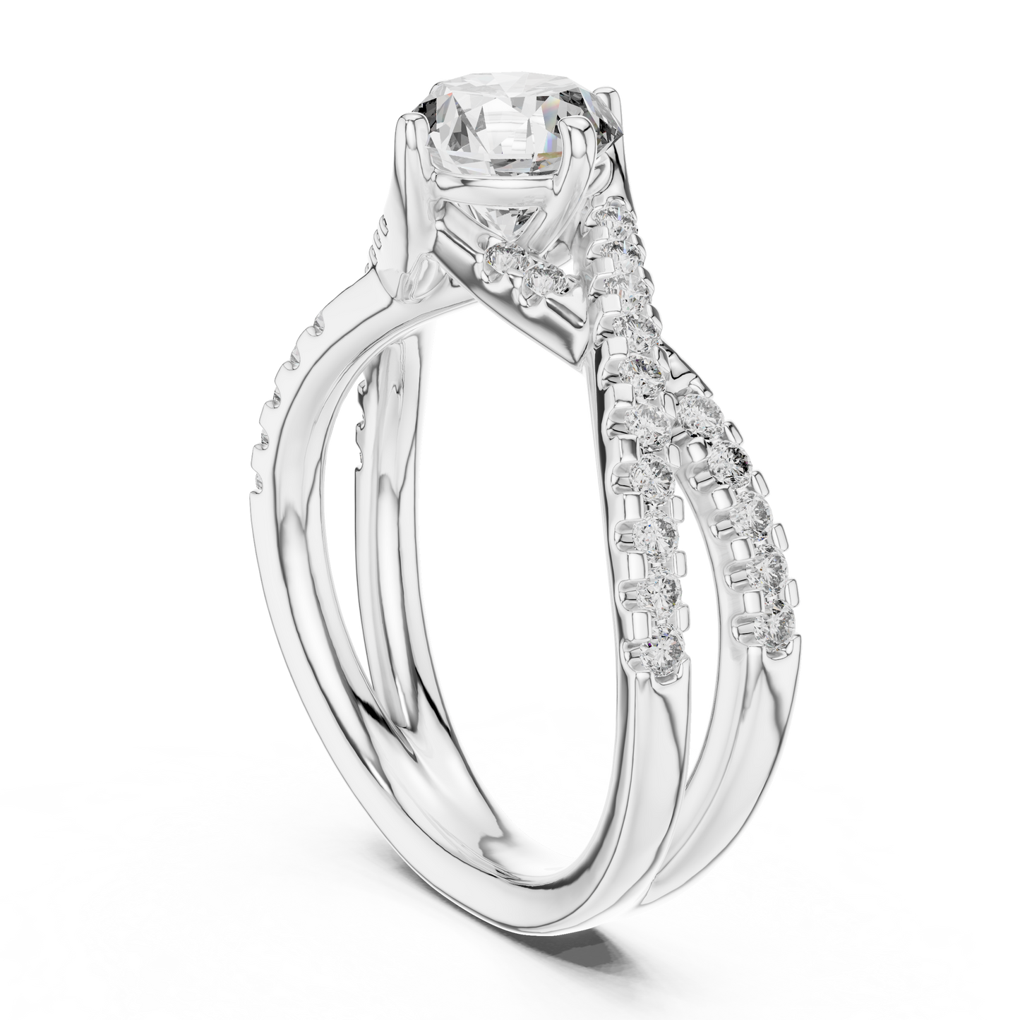 2 Carat Crossover Ring with Side Stones