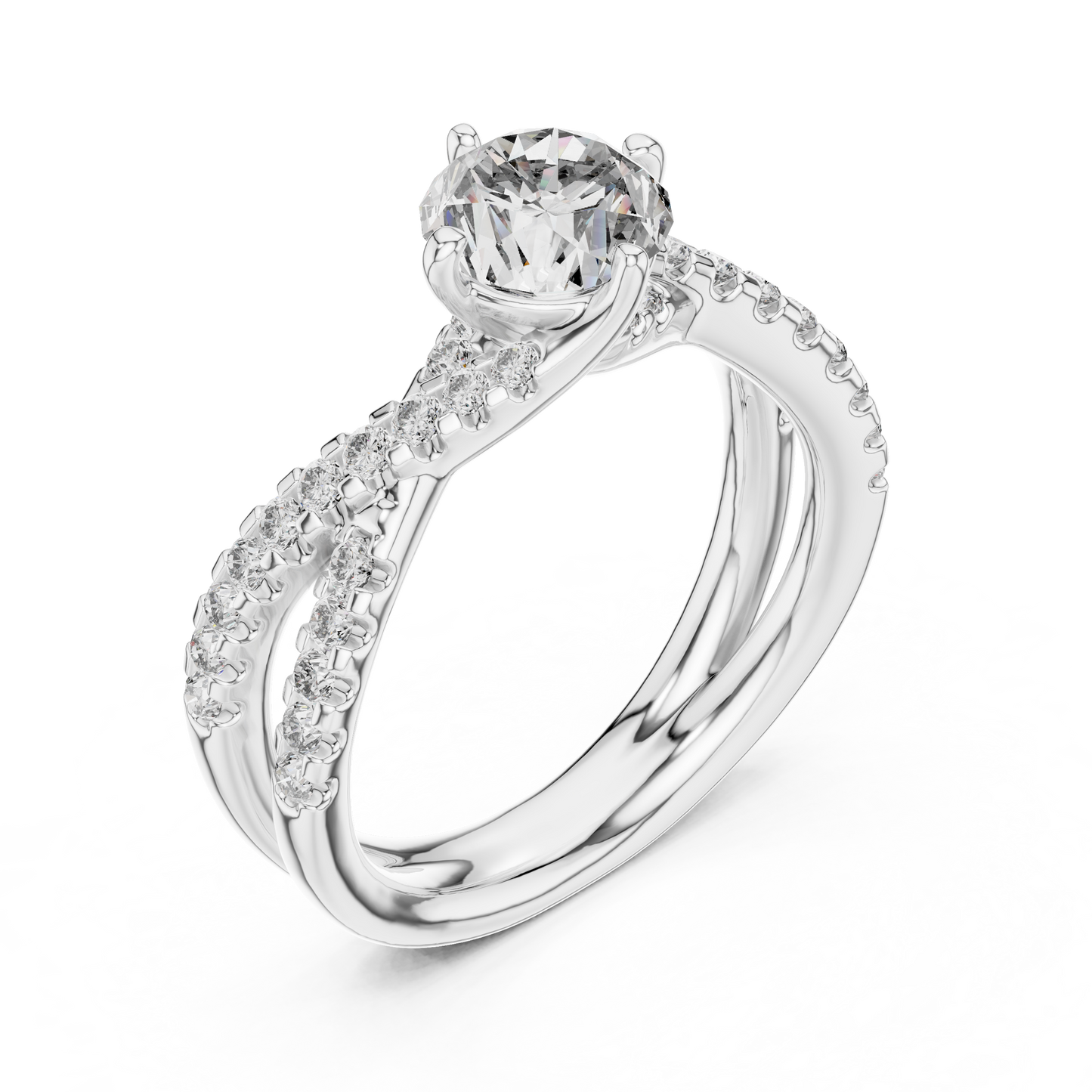 2 Carat Crossover Ring with Side Stones