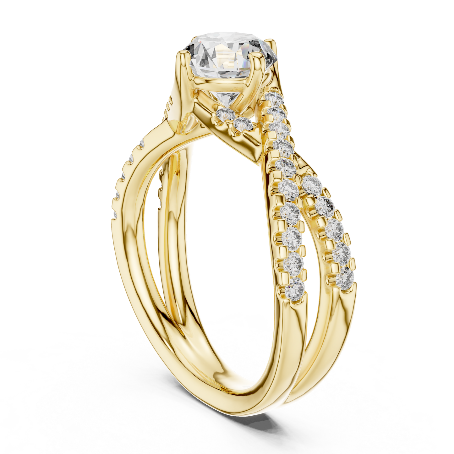 2 Carat Crossover Ring with Side Stones