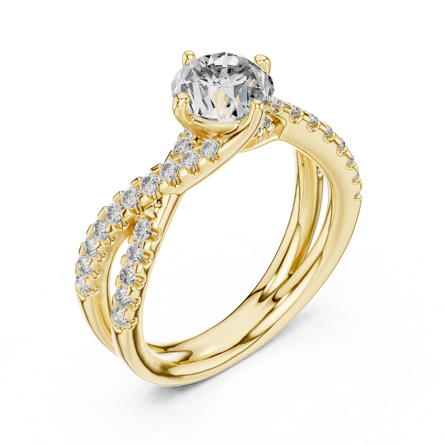 2 Carat Crossover Ring with Side Stones