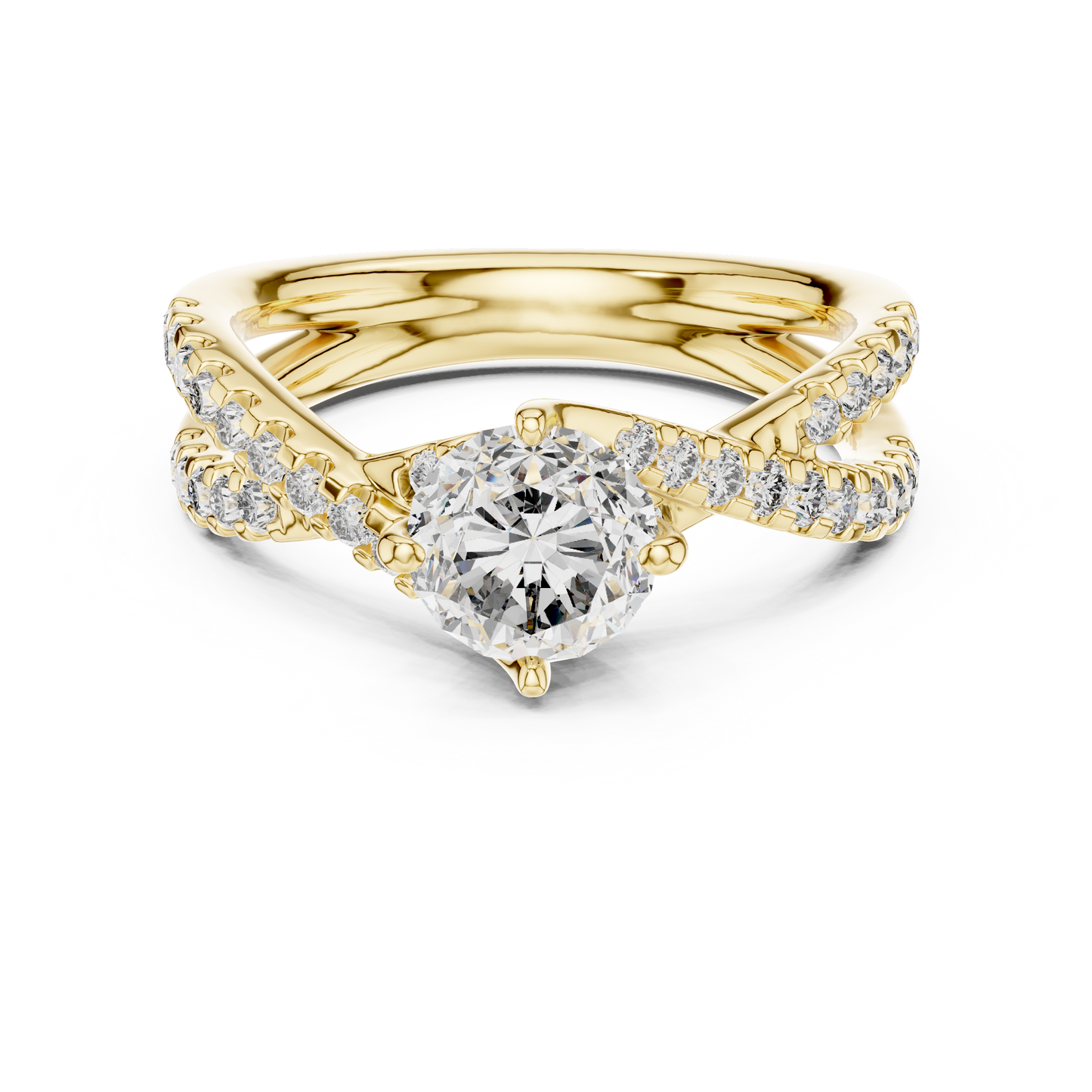 2 Carat Crossover Ring with Side Stones