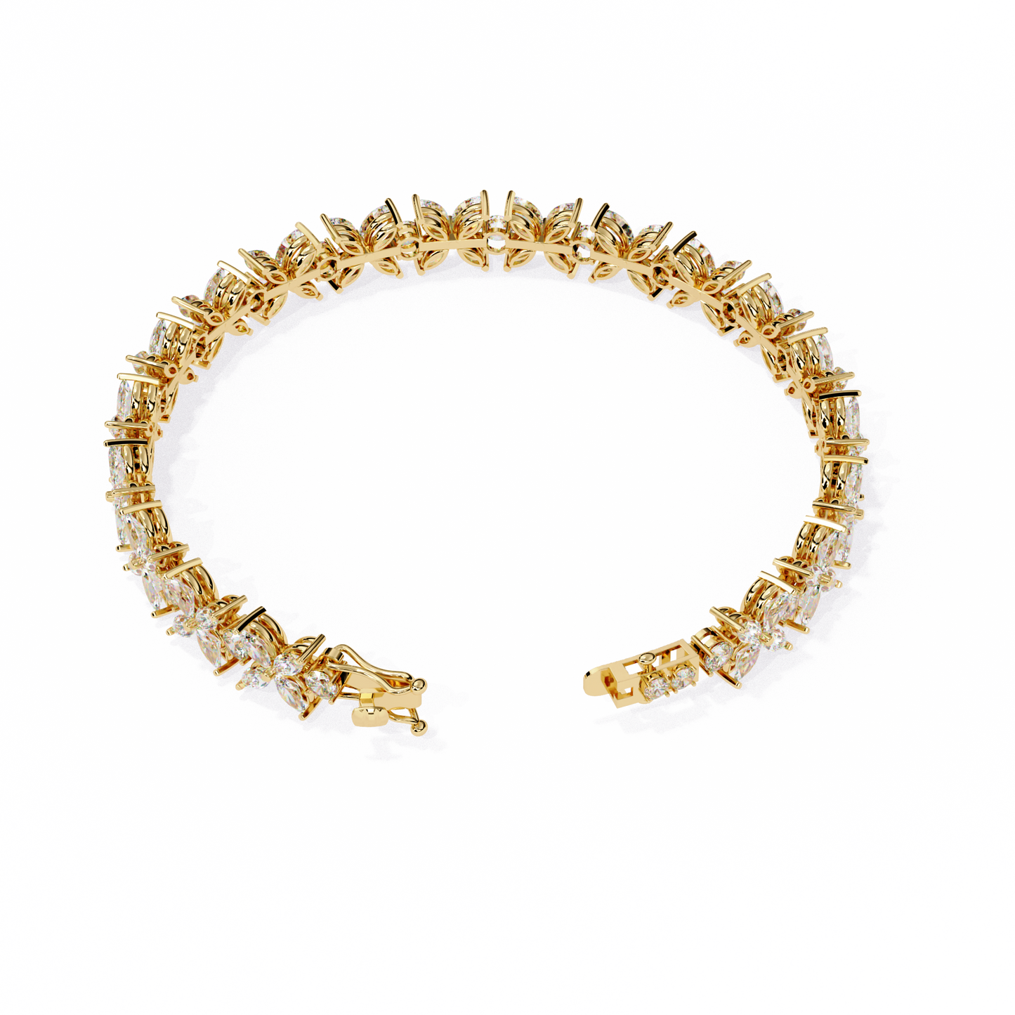 5 ct to 20 ct Floral Diamond Tennis Bracelet in 10k Gold