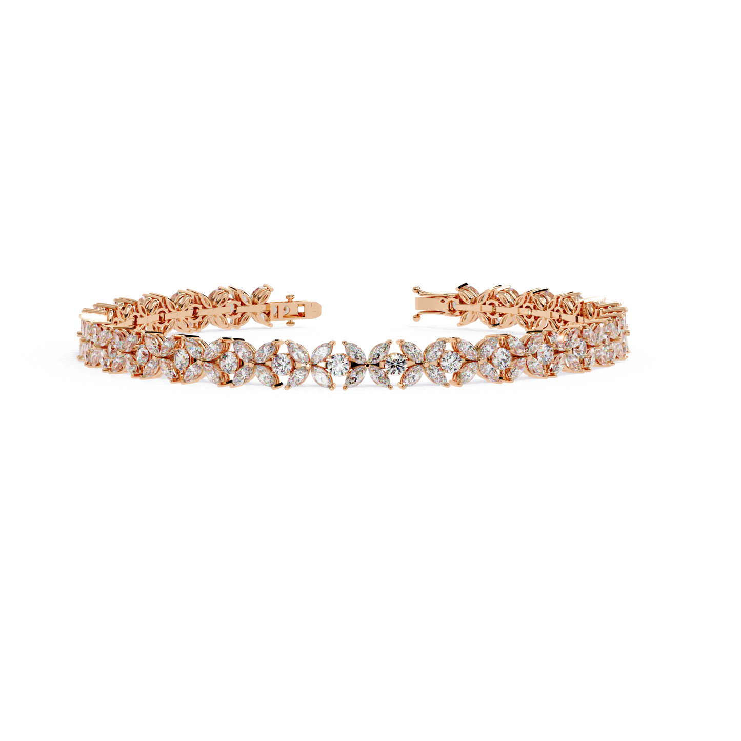 5 ct to 20 ct Floral Diamond Tennis Bracelet in 10k Gold