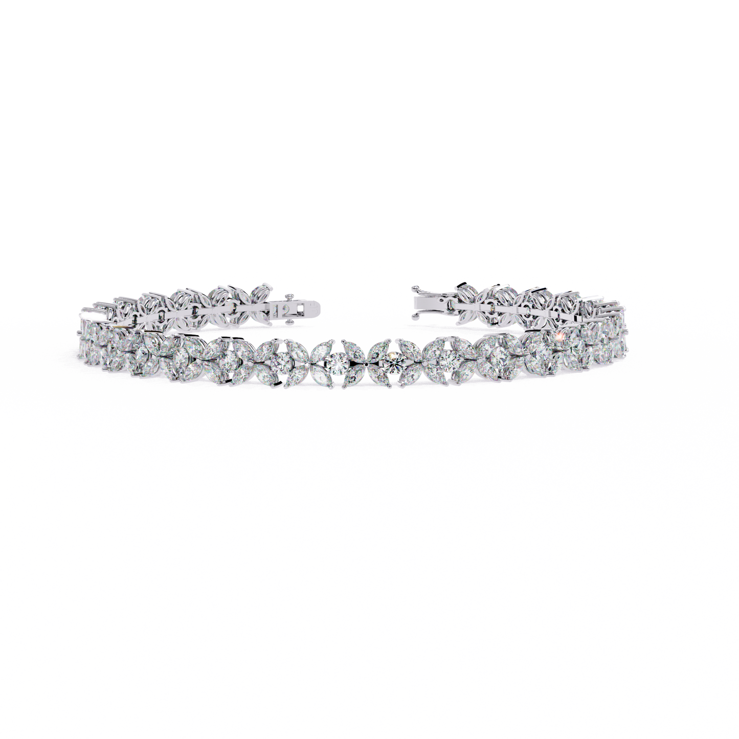 5 ct to 20 ct Floral Diamond Tennis Bracelet in 10k Gold
