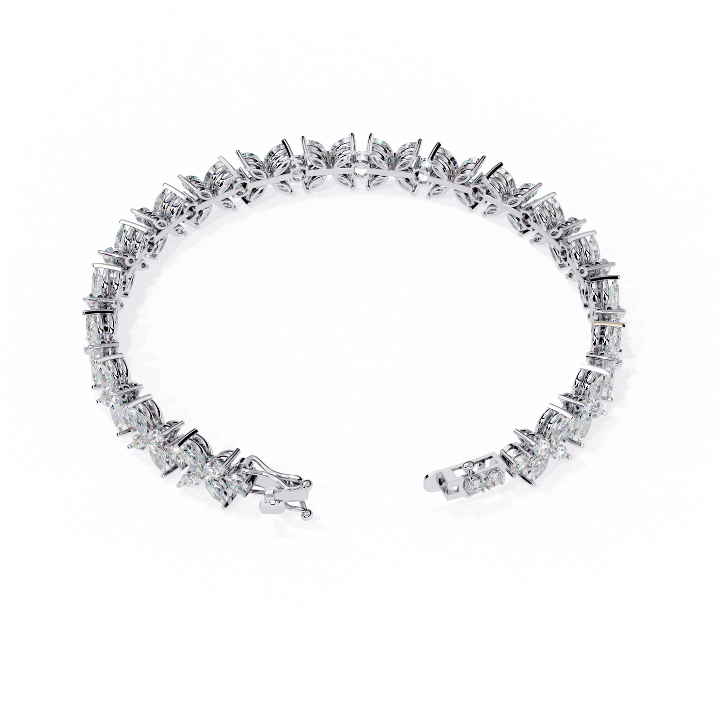 5 ct to 20 ct Floral Diamond Tennis Bracelet in 10k Gold