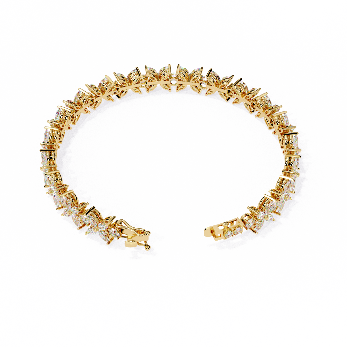 5 ct to 20 ct Floral Diamond Tennis Bracelet in 10k Gold