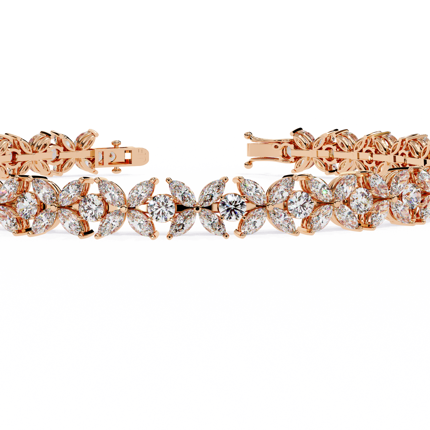 5 ct to 20 ct Floral Diamond Tennis Bracelet in 10k Gold