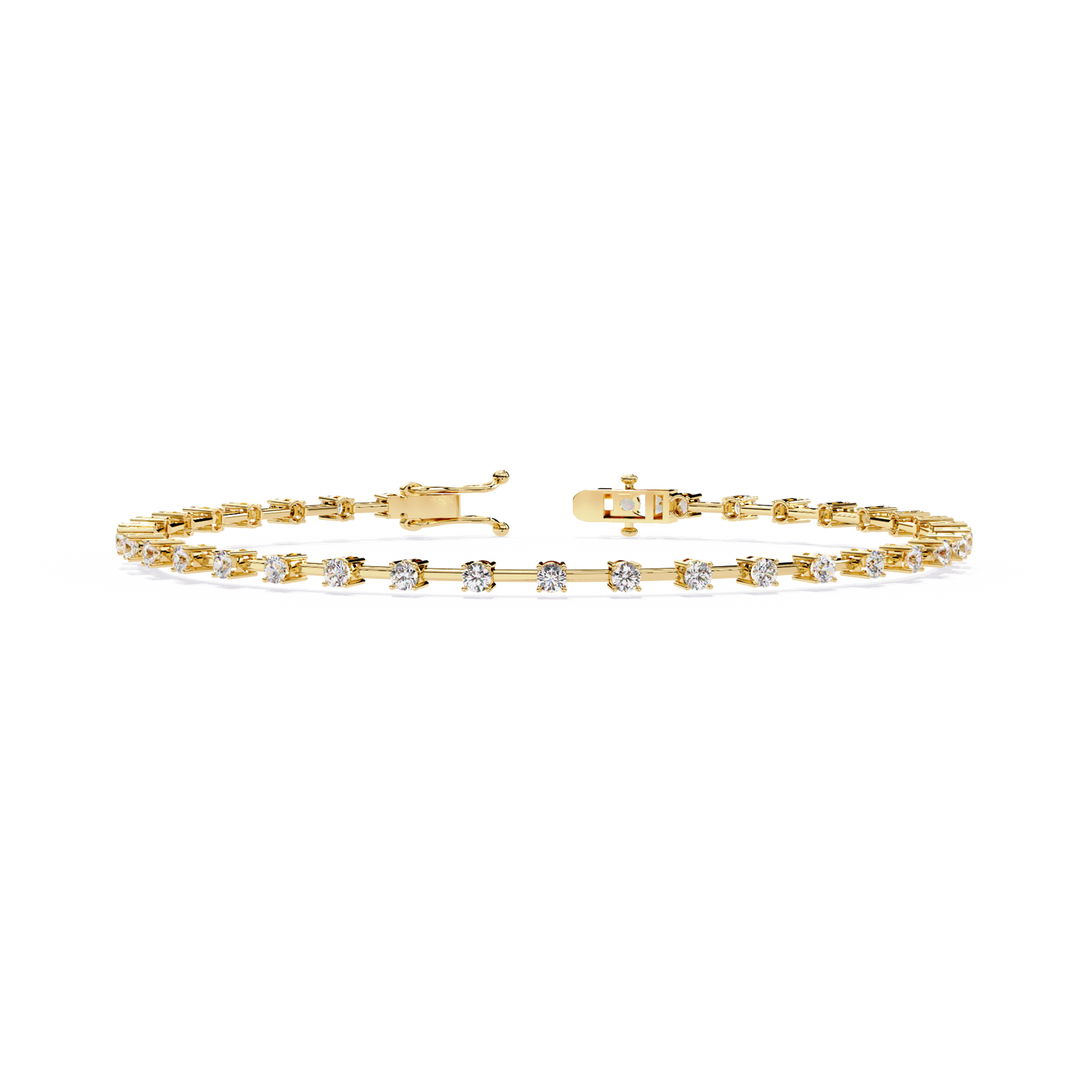5 ct to 20 ct Slim Square Diamond Tennis Bracelet in 10k Gold