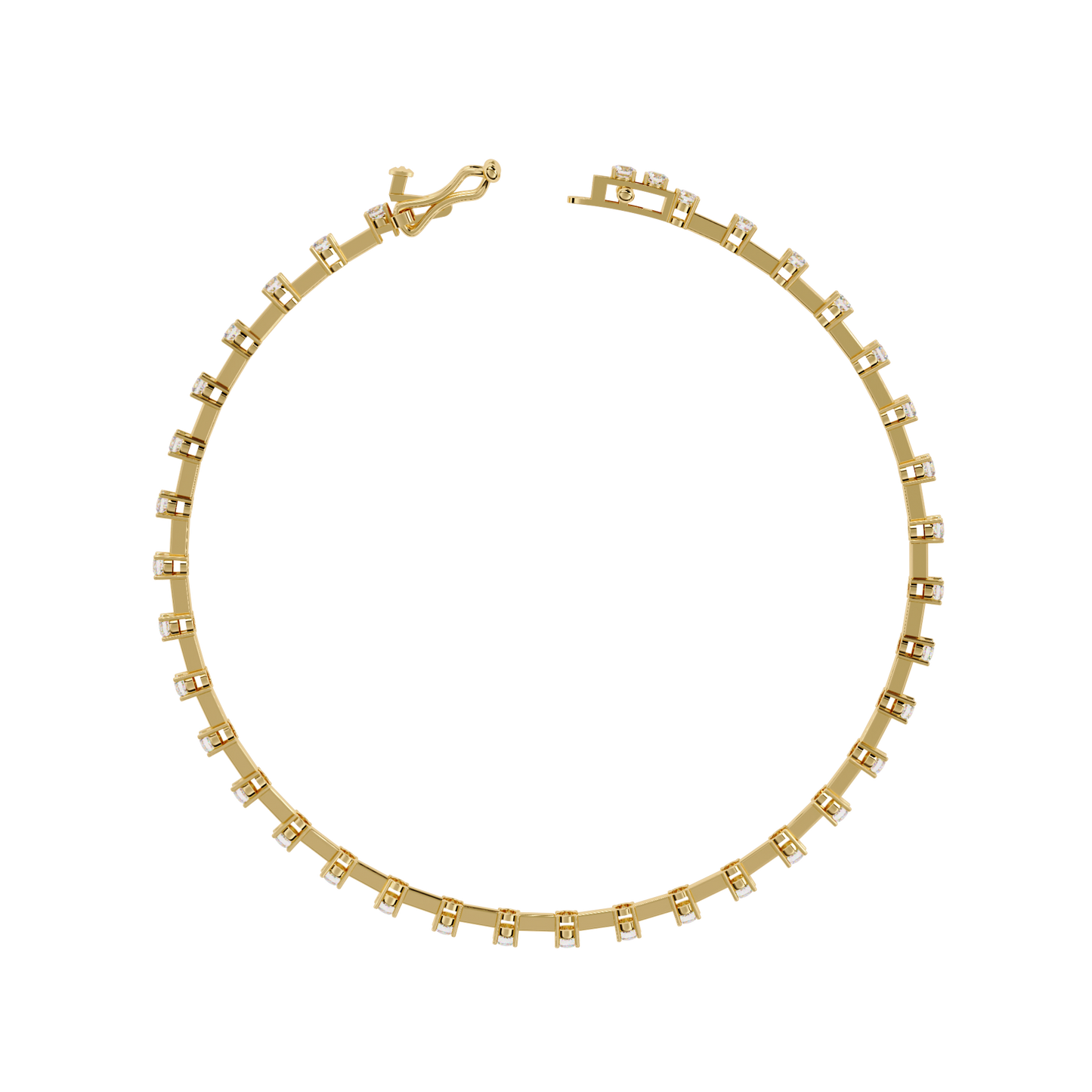 5 ct to 20 ct Slim Square Diamond Tennis Bracelet in 10k Gold