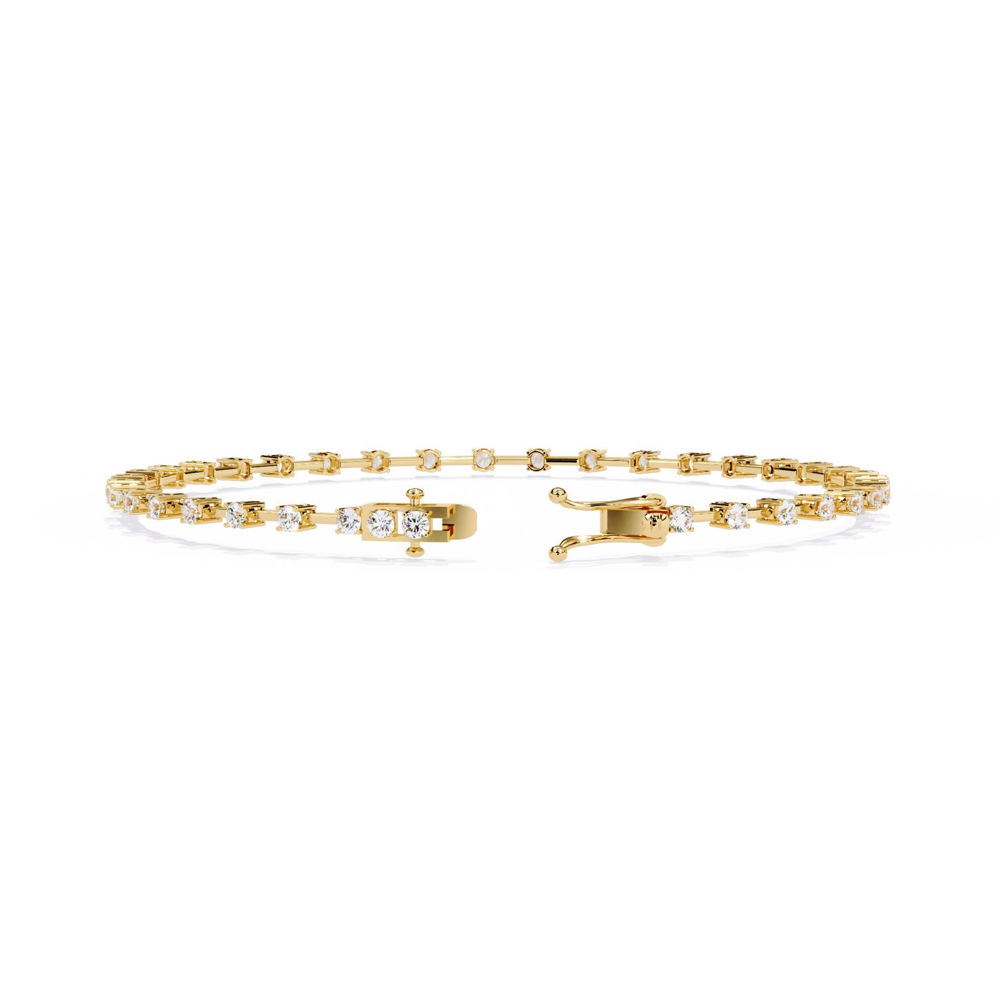 5 ct to 20 ct Slim Square Diamond Tennis Bracelet in 10k Gold