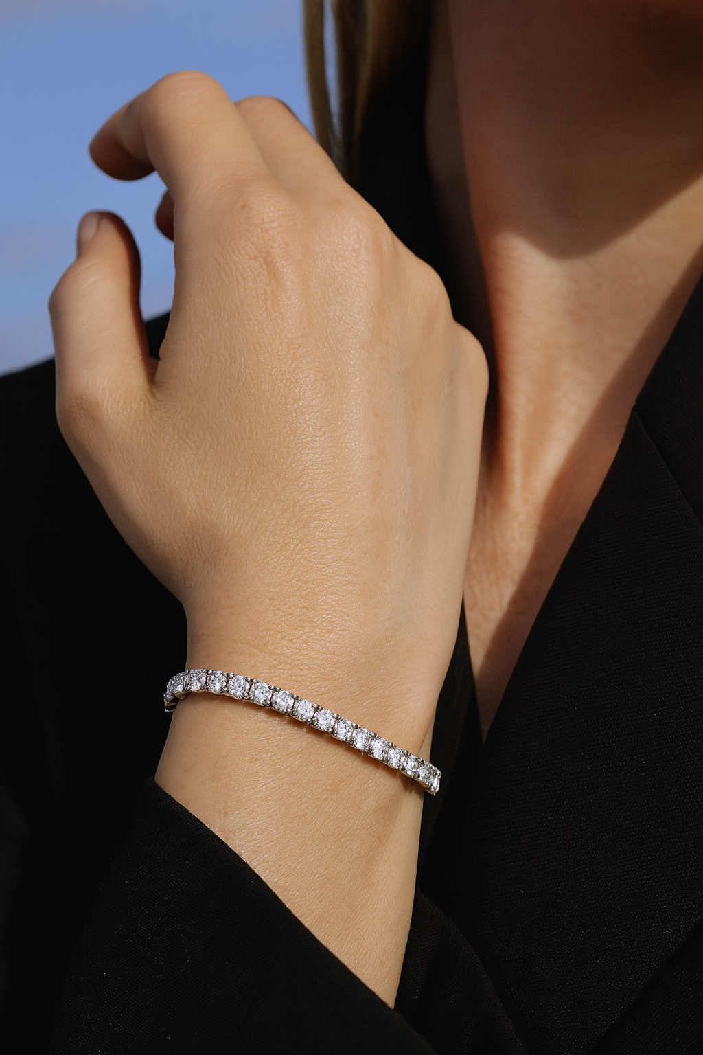 5ct Diavont Round-Cut Diamond Tennis Bracelet in 10k White Gold