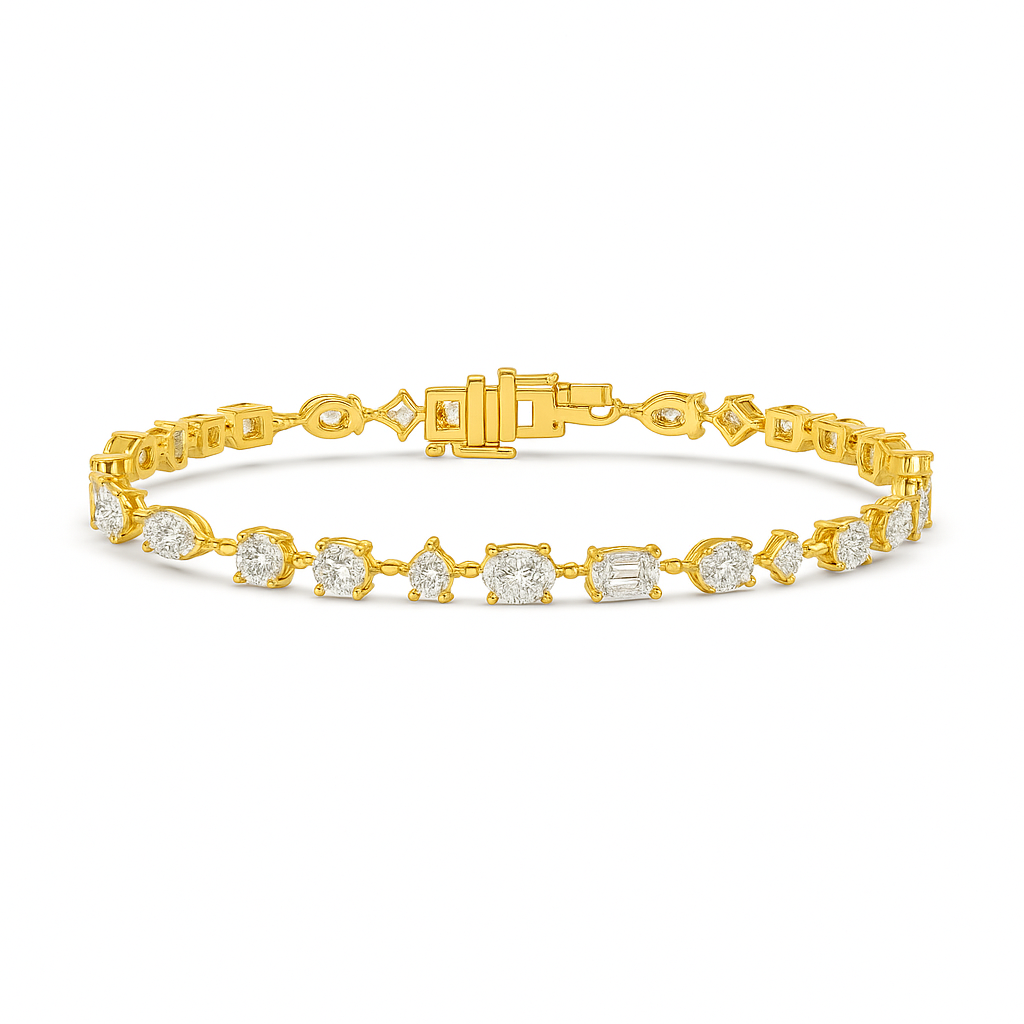 5 Carat Multi-Shaped Diamond Bracelet in 10k Gold