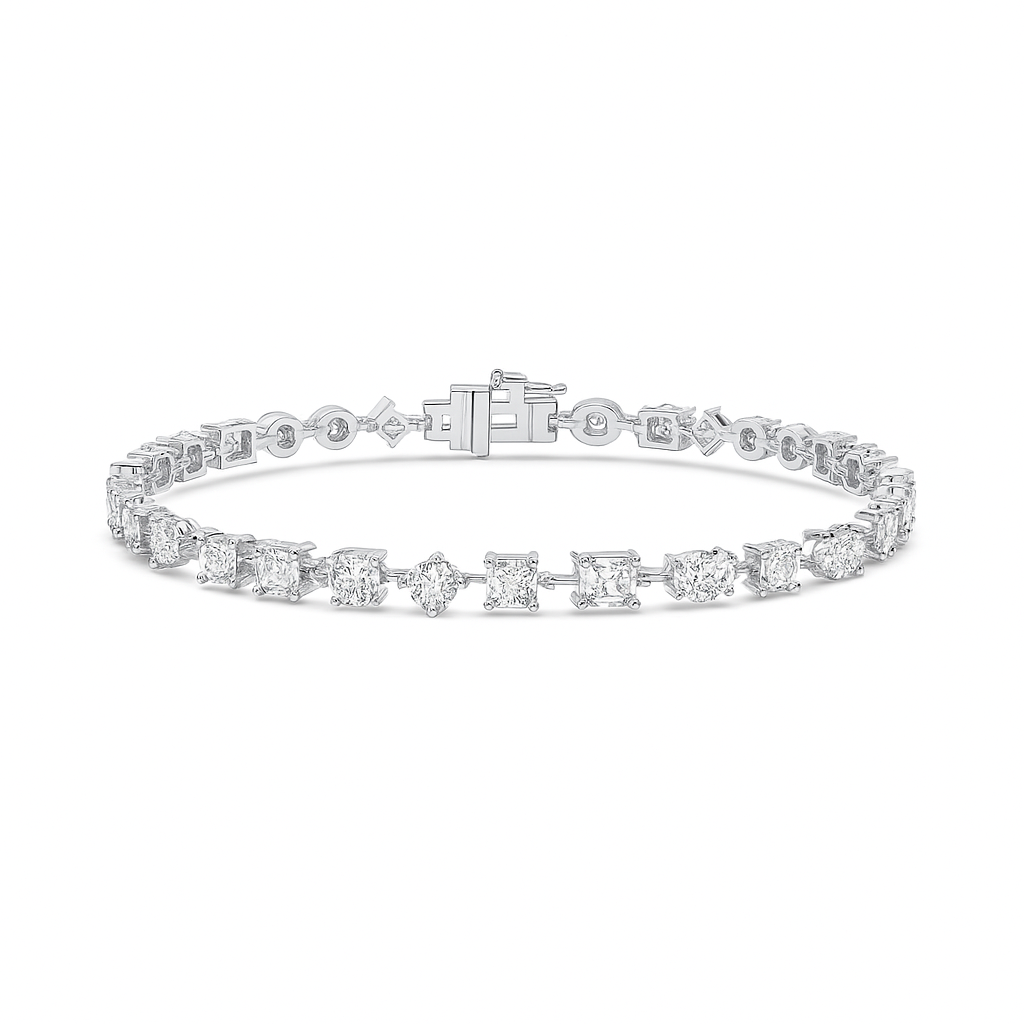 5 Carat Multi-Shaped Diamond Bracelet in 10k Gold