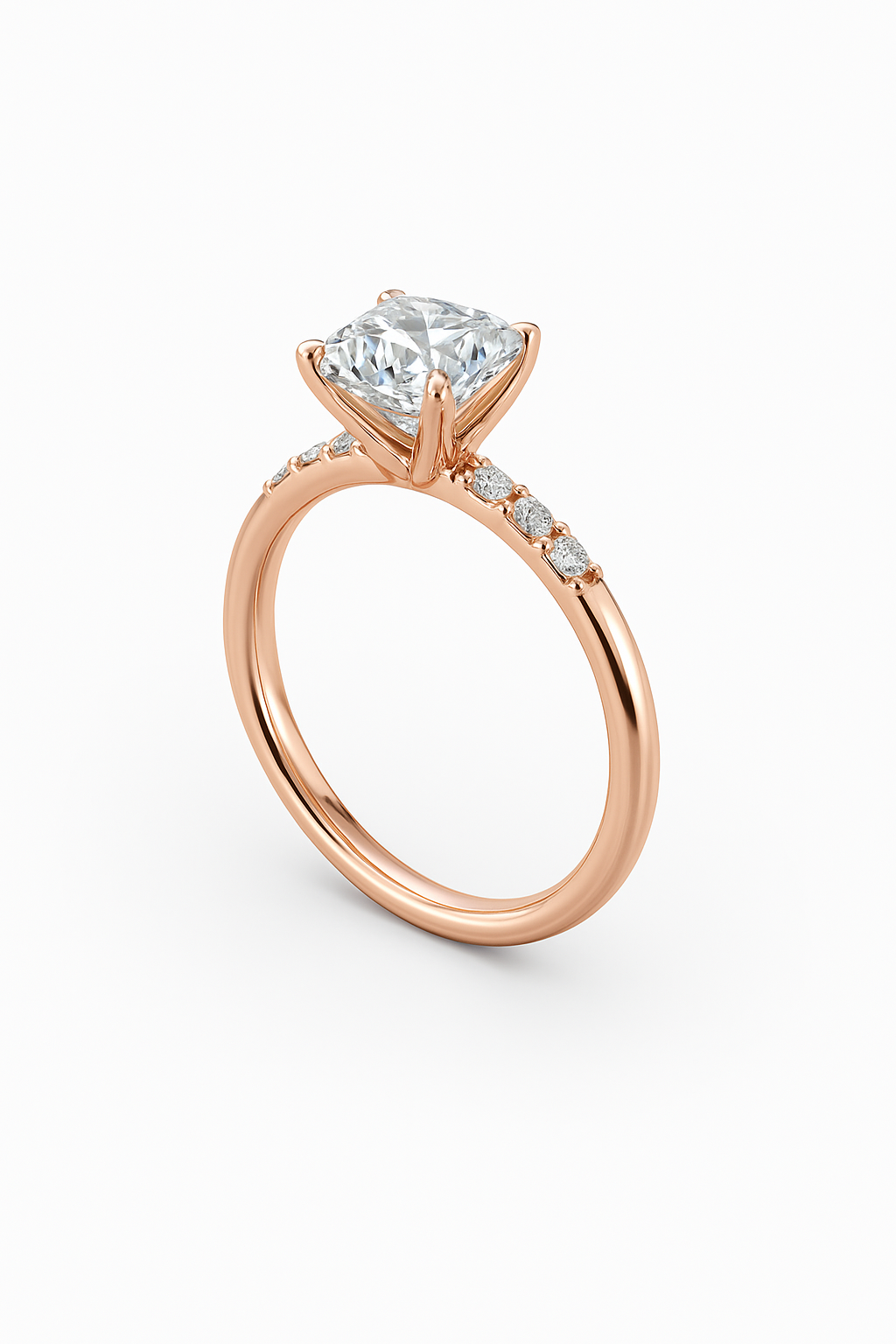 Diavont Round Brilliant Cut Engagement Ring Mounting with Tapered Side Diamonds