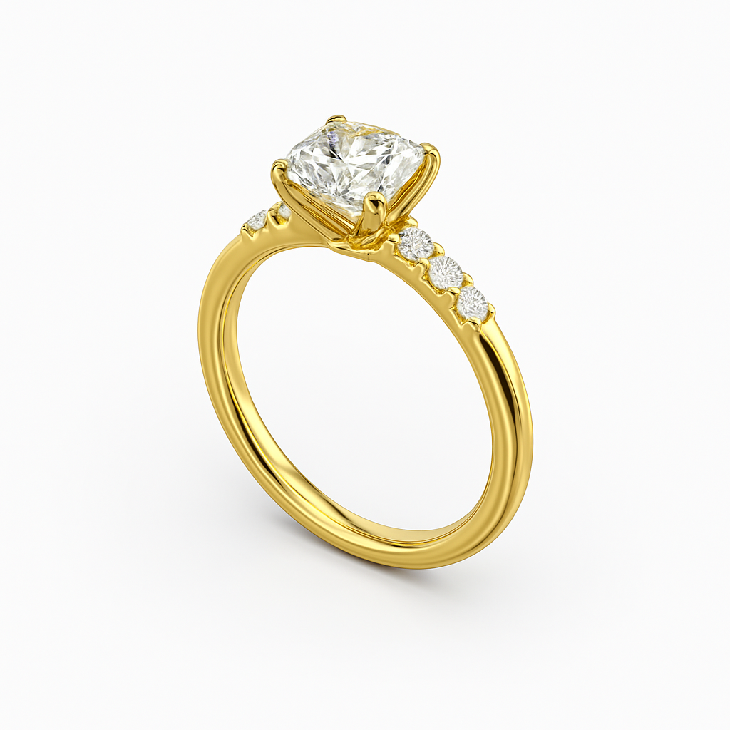 Diavont Round Brilliant Cut Engagement Ring Mounting with Tapered Side Diamonds