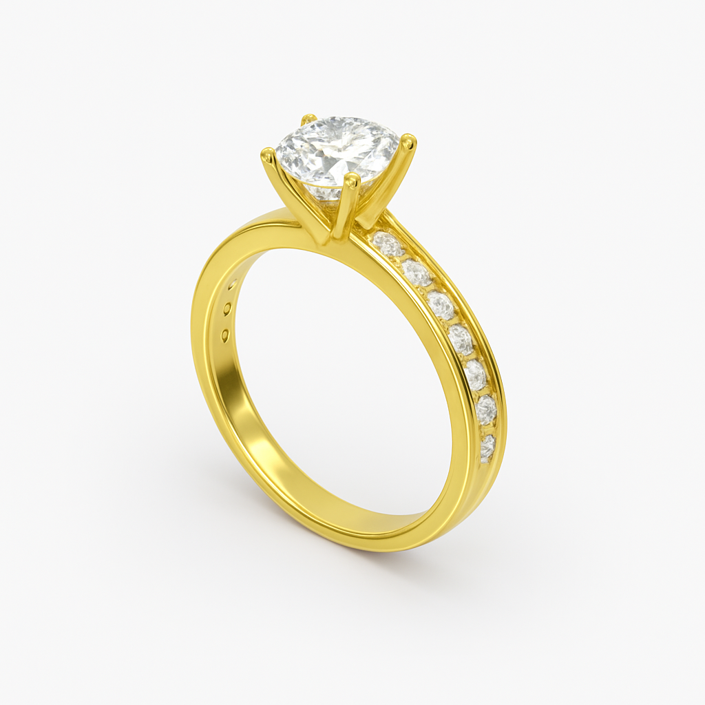 Diavont Channel-Set Diamond Engagement Ring with Cushion-Cut Center Stone