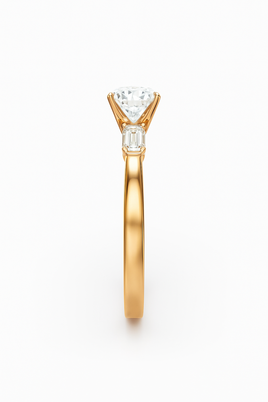 Classic Three-Stone Round Diamond Ring with Pear Side Accents (Mounting only)