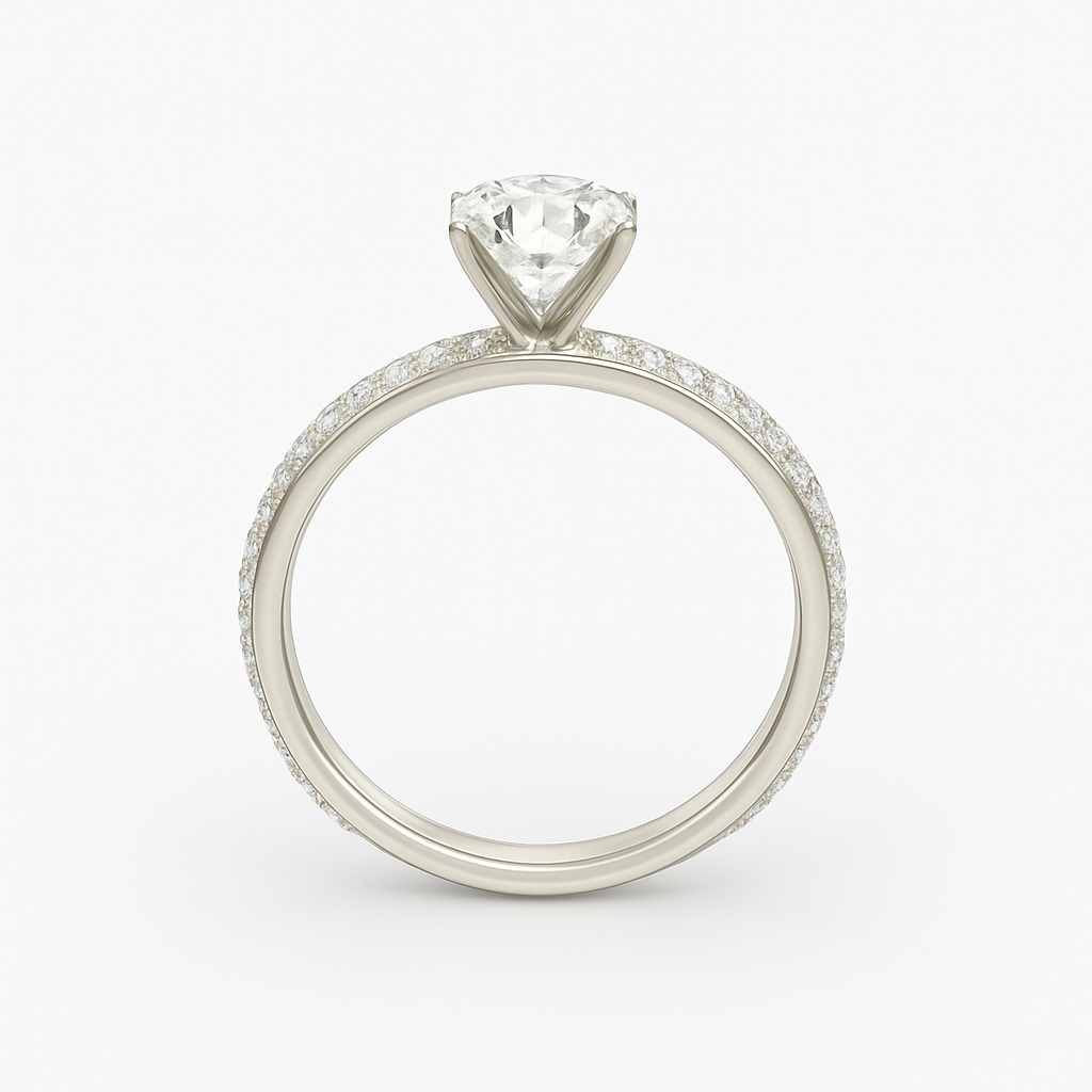 2 ct to 8 ct Diavont Classic Solitaire Engagement Ring Mounting with Side Stones