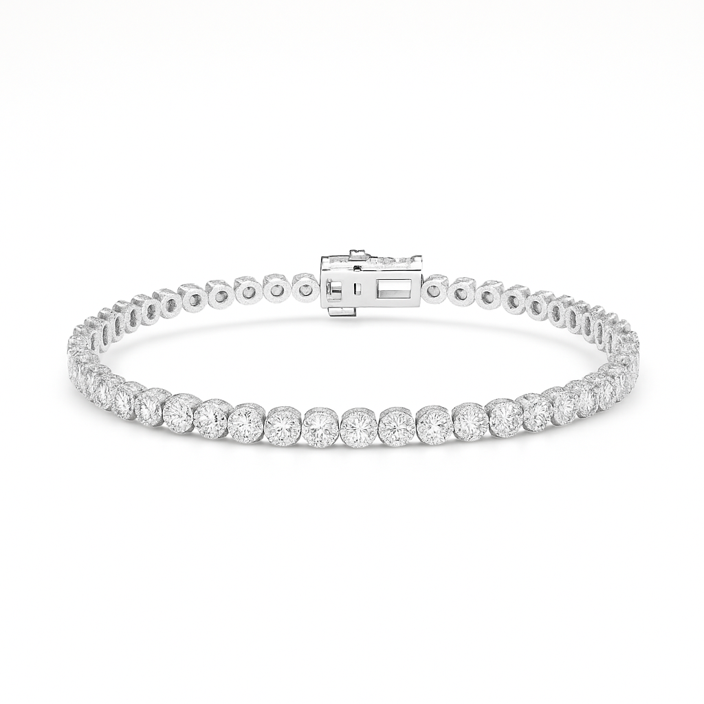 5 ct Rose Gold Elegant Round Diamond Bracelet in 10k Gold | Dainty Bezel Design for Timeless Shine