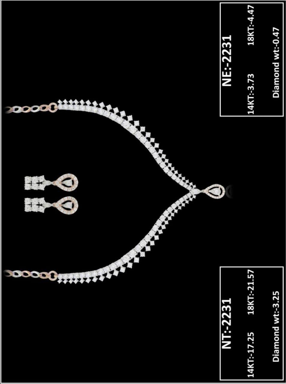 Diamond Necklace & Earring Set in 14KT/18KT Gold – 3.72 CTW