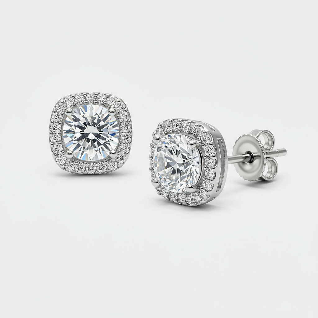 Cushion Diamond Stud Earrings