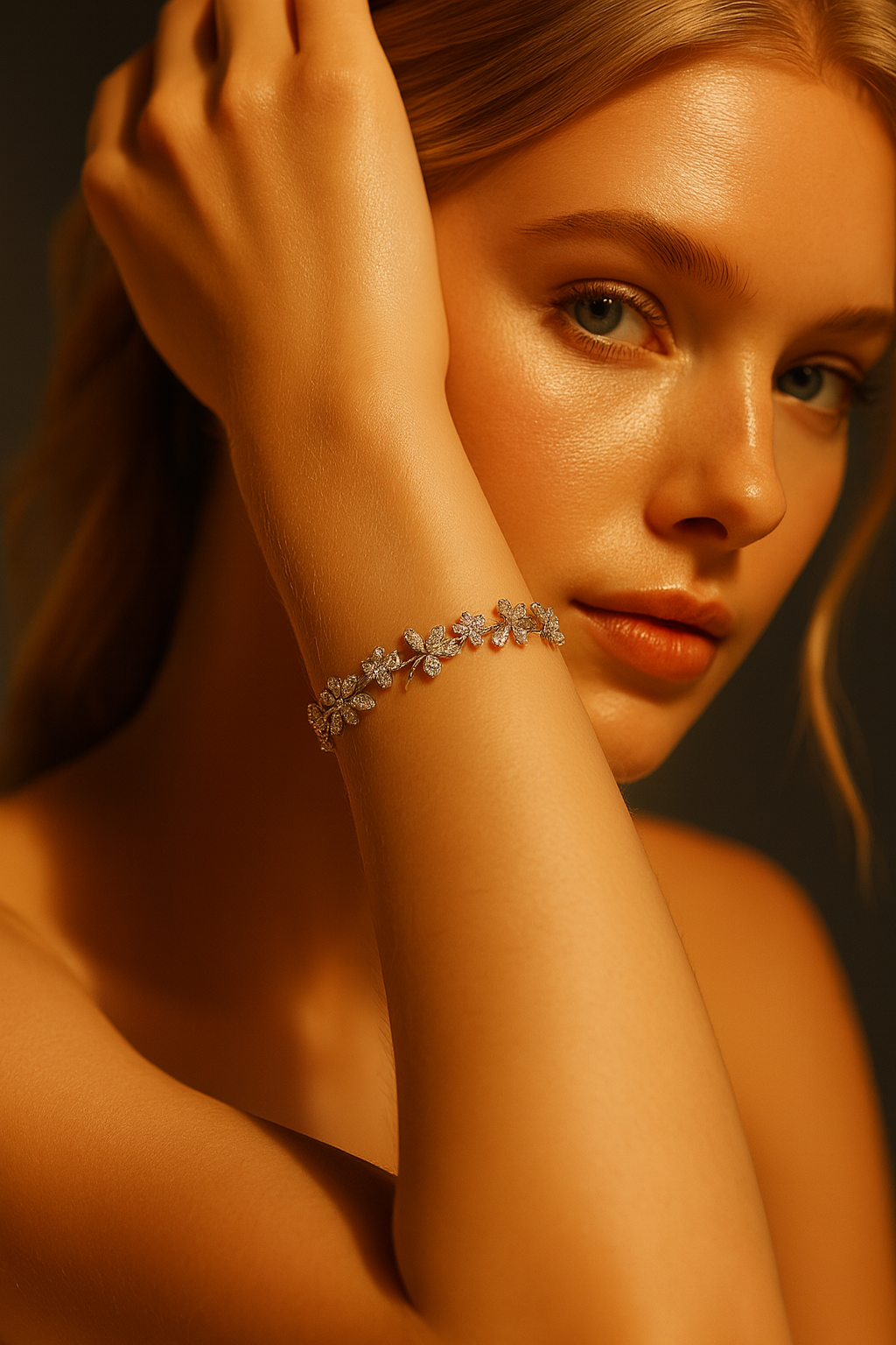 7.5 ct to 20 ct Diavont Floral Diamond Tennis Bracelet in 10k Gold