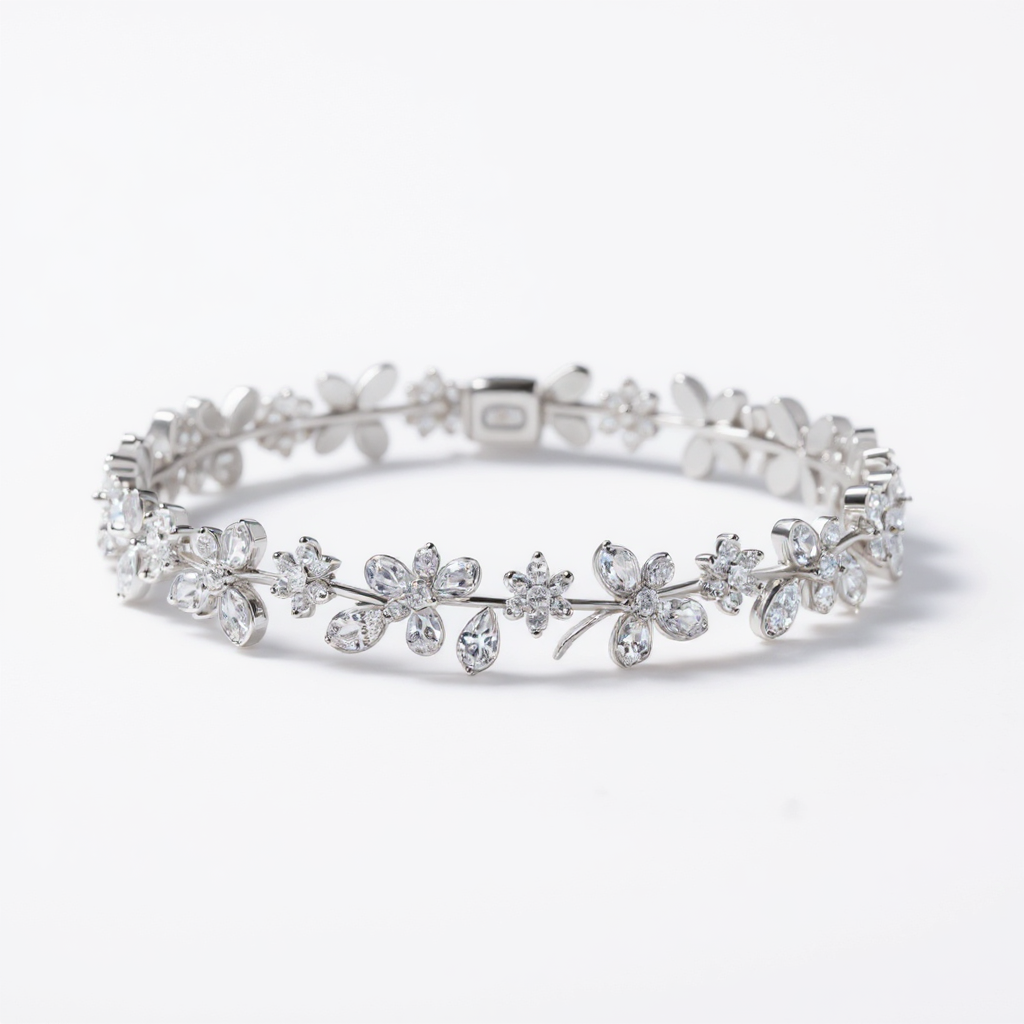 7.5 ct to 20 ct Diavont Floral Diamond Tennis Bracelet in 10k Gold