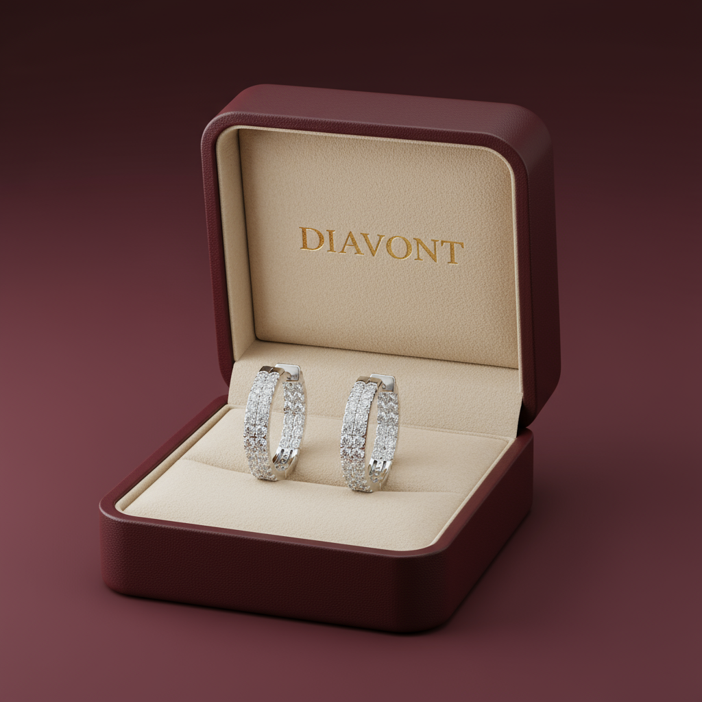 2 Carat Diamond Snuggie Hoops in Gold