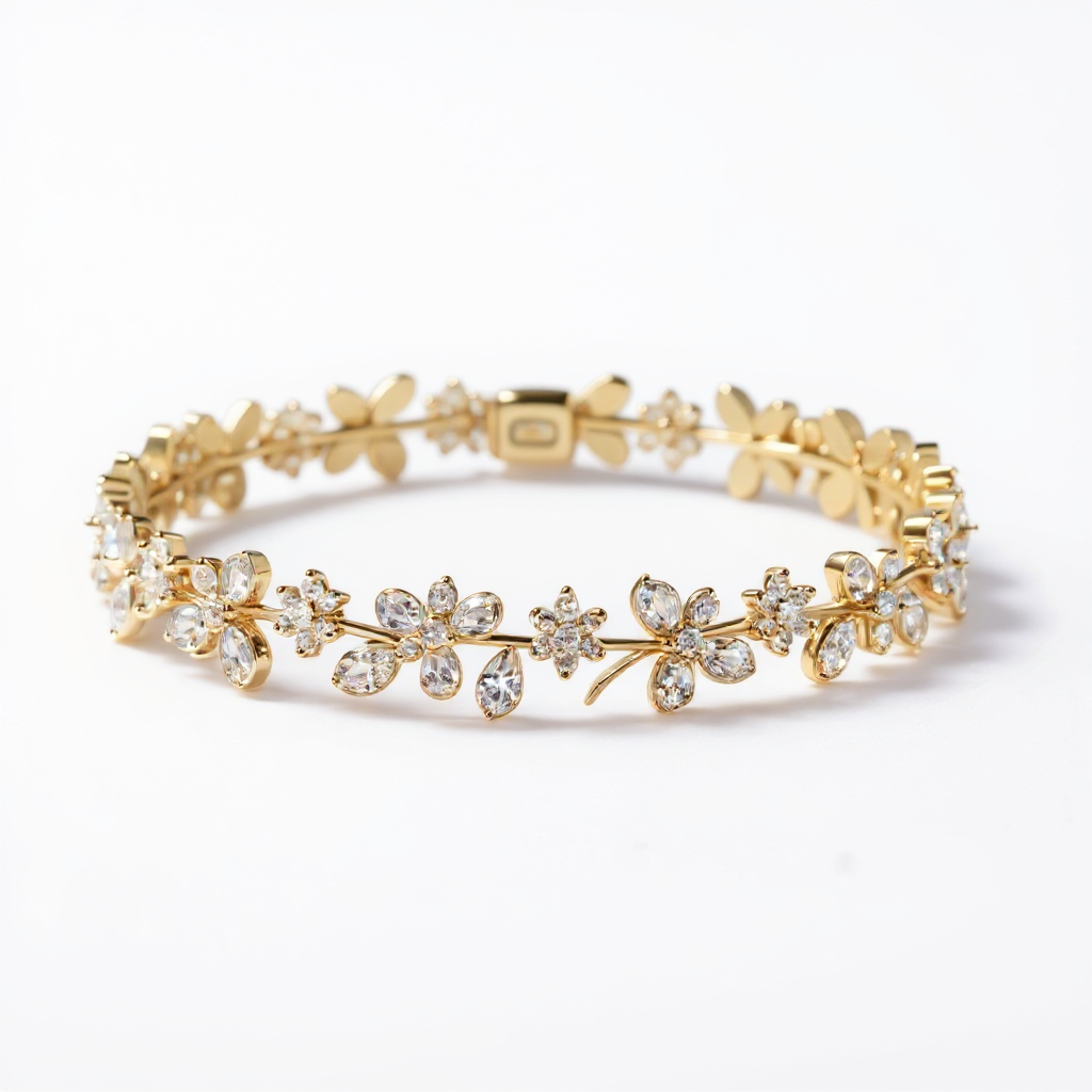7.5 ct to 20 ct Diavont Floral Diamond Tennis Bracelet in 10k Gold