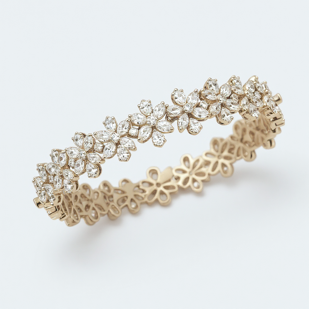 7.5 ct to 20 ct Diavont Floral clip Diamond Tennis Bracelet