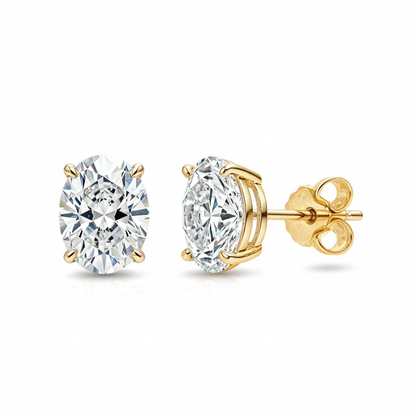 2 Carat Oval Cut Diamond Stud Earrings
