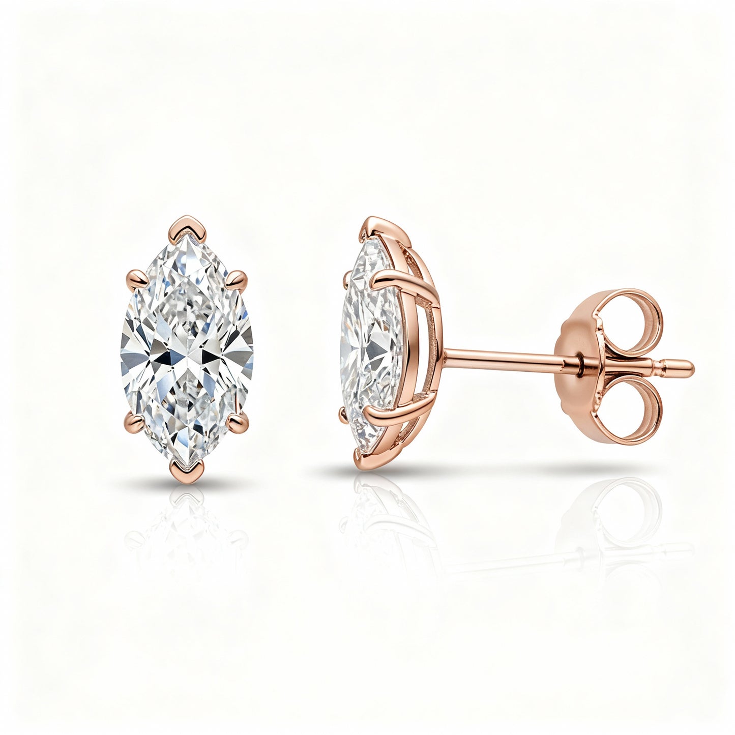 2 Carat Marquis-Cut Diamond Stud Earrings