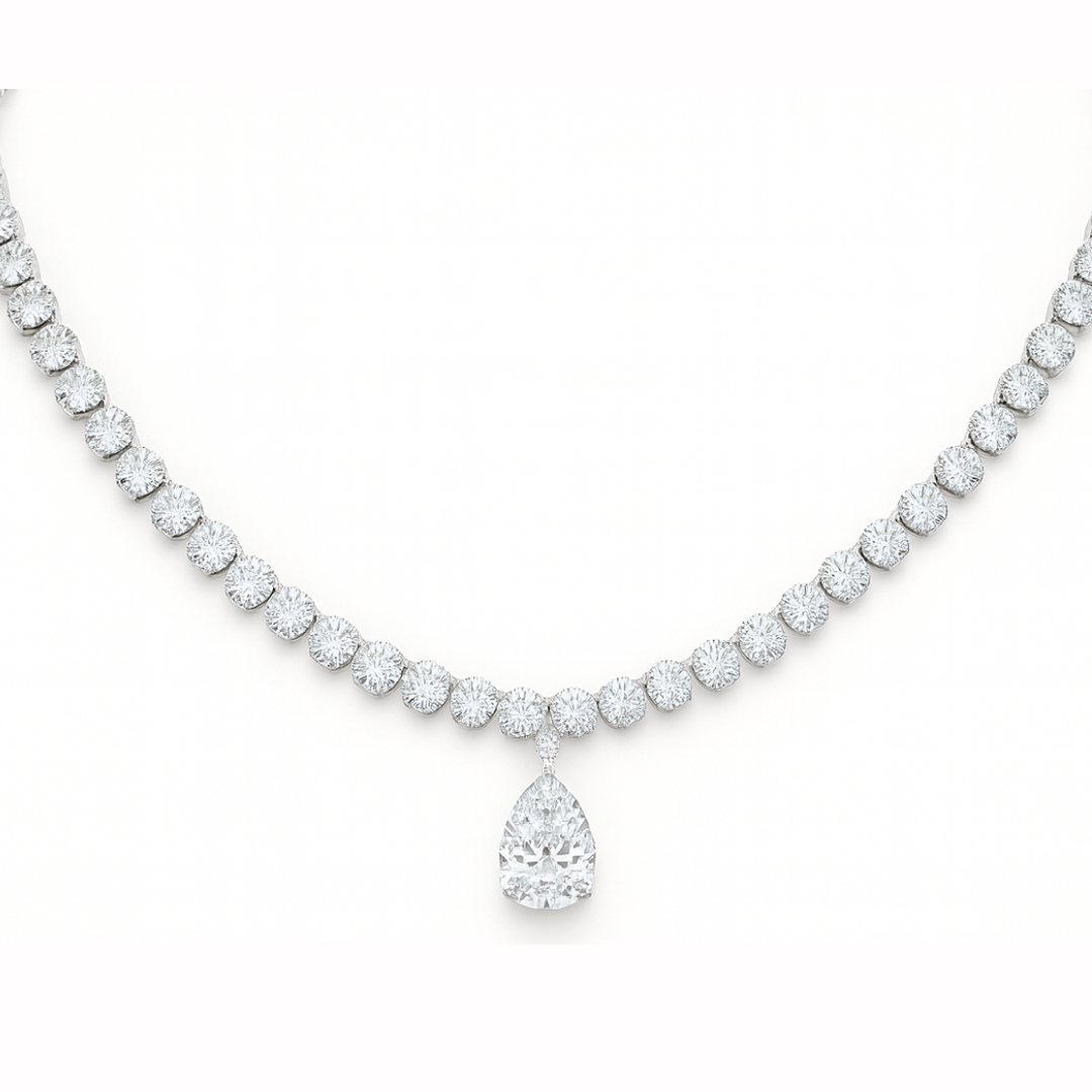 20 ct Diamond Tennis Pear Necklace