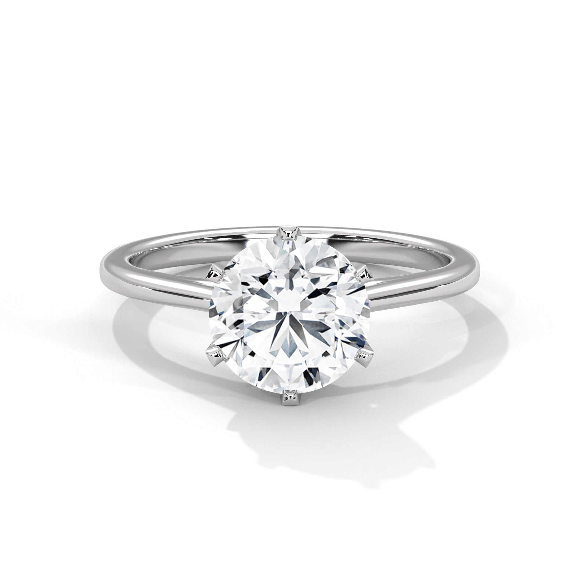 Round cut six prongs Solitaire Ring