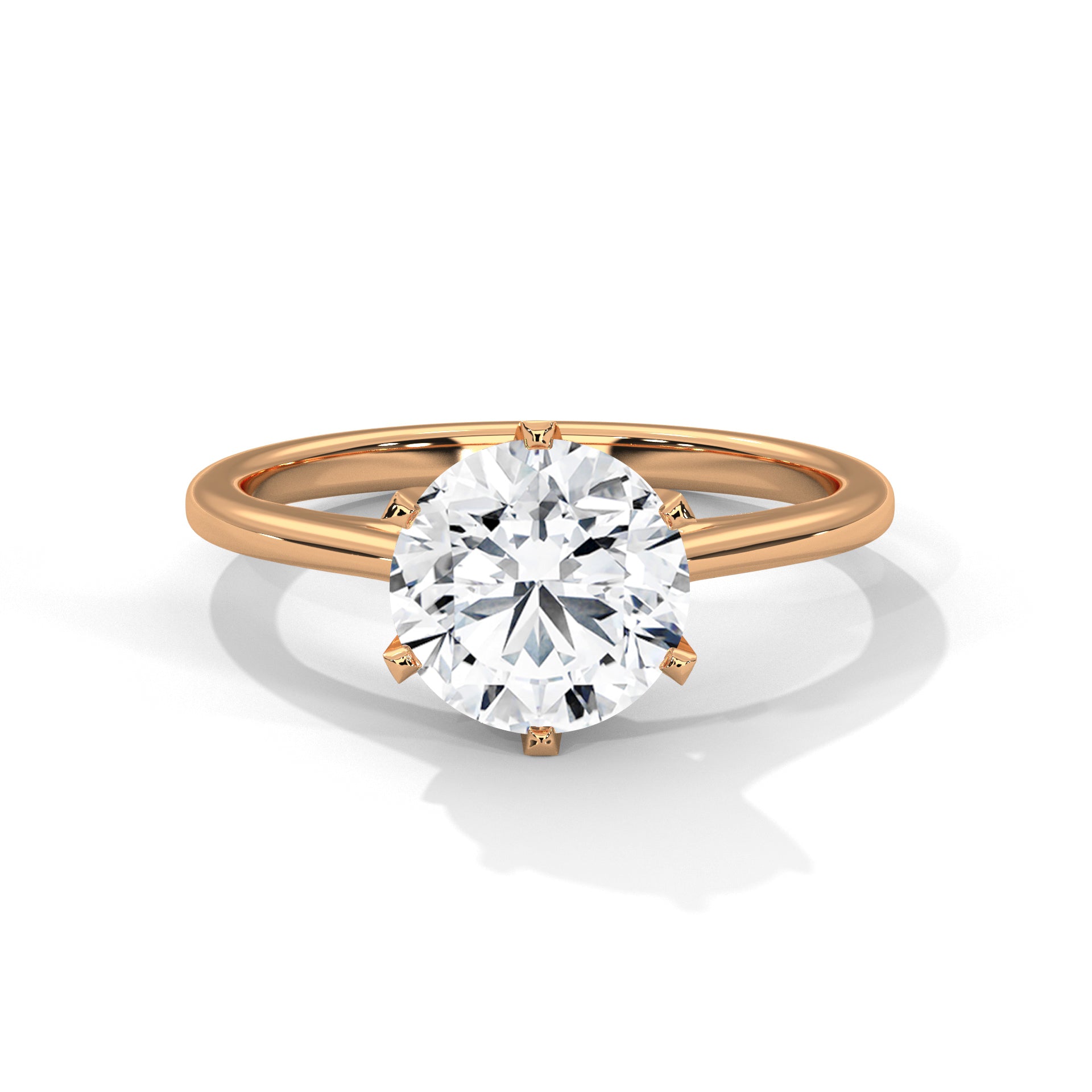 Round cut six prongs Solitaire Ring